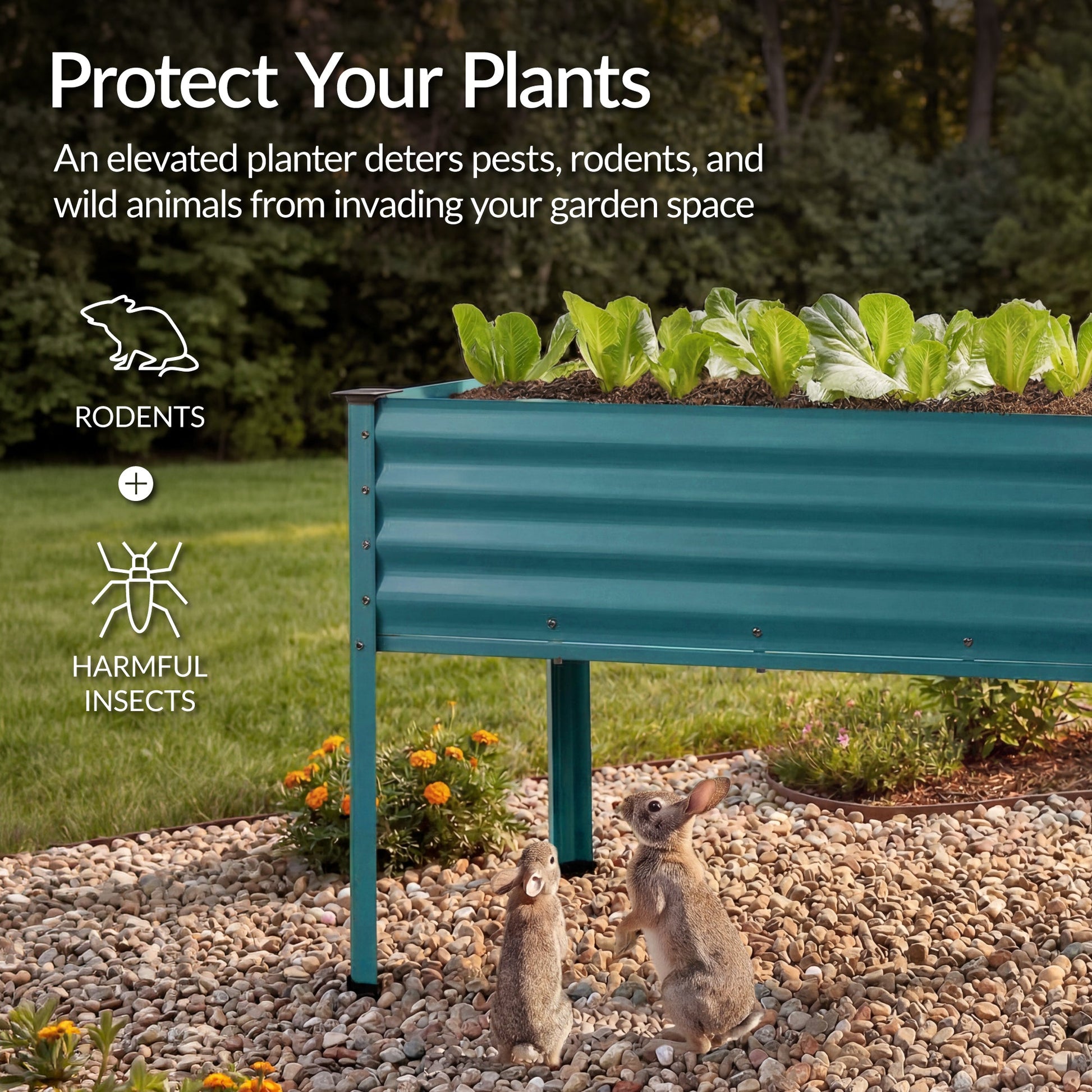 Elevated Galvanized Metal Garden Bed w/ Corner Protectors - 48x24x30in