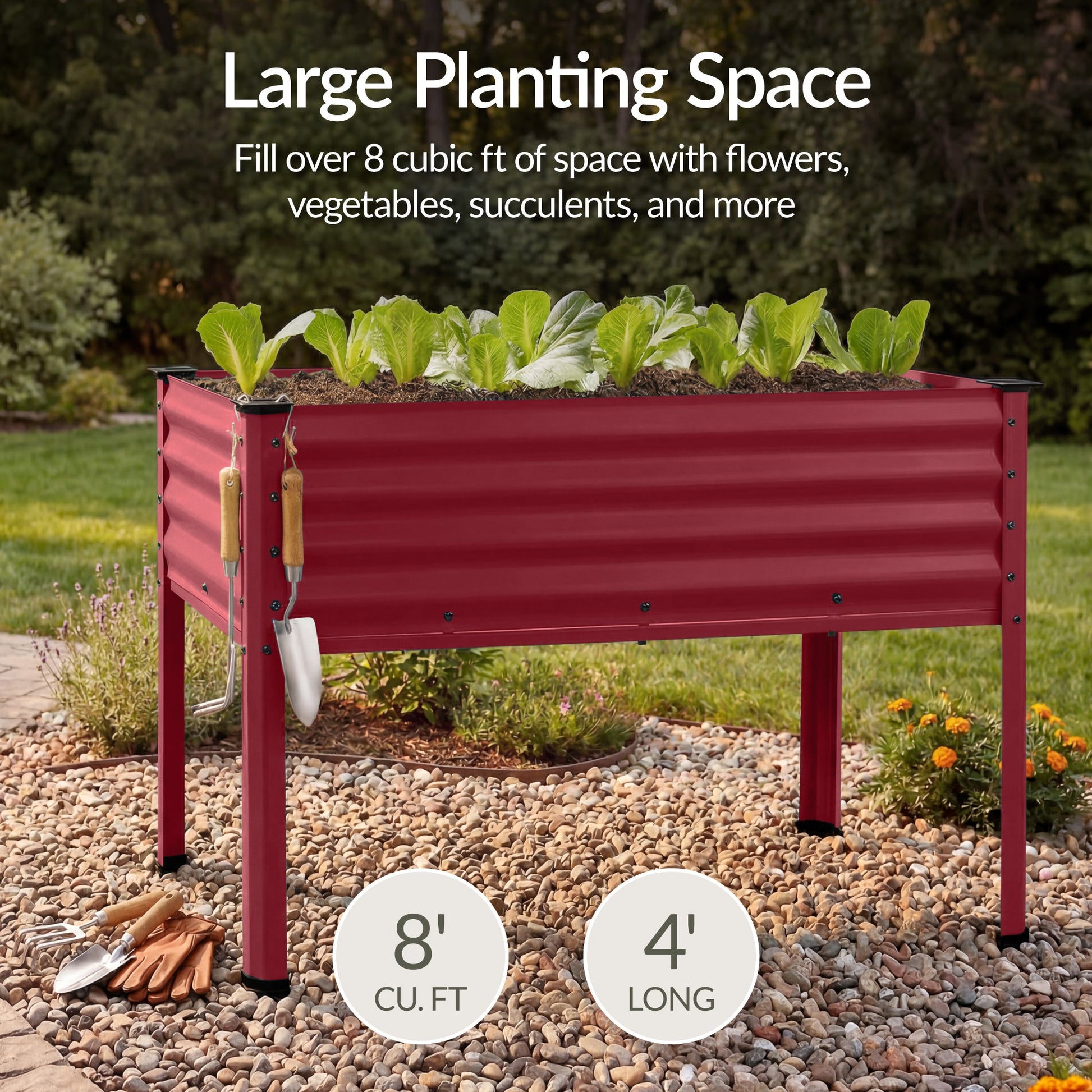 Elevated Galvanized Metal Garden Bed w/ Corner Protectors - 48x24x30in