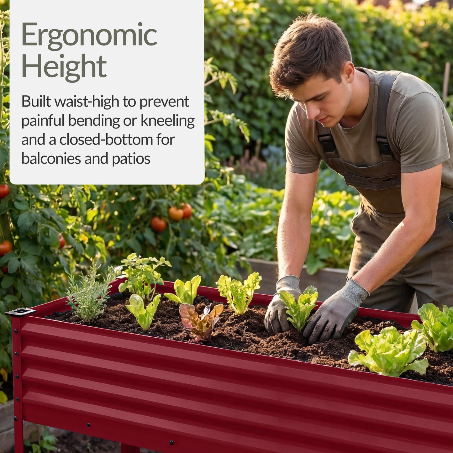 Elevated Galvanized Metal Garden Bed w/ Corner Protectors - 48x24x30in