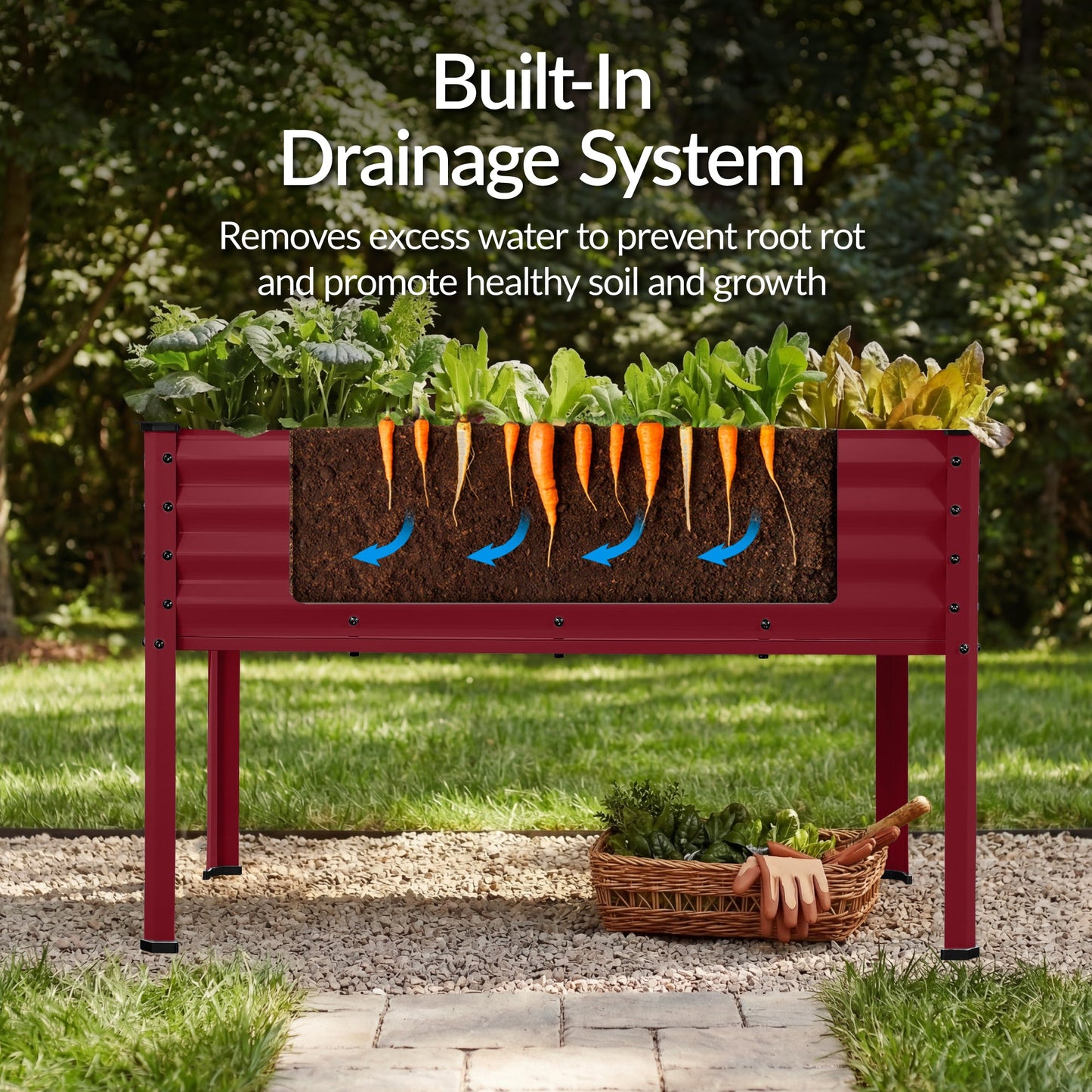 Elevated Galvanized Metal Garden Bed w/ Corner Protectors - 48x24x30in