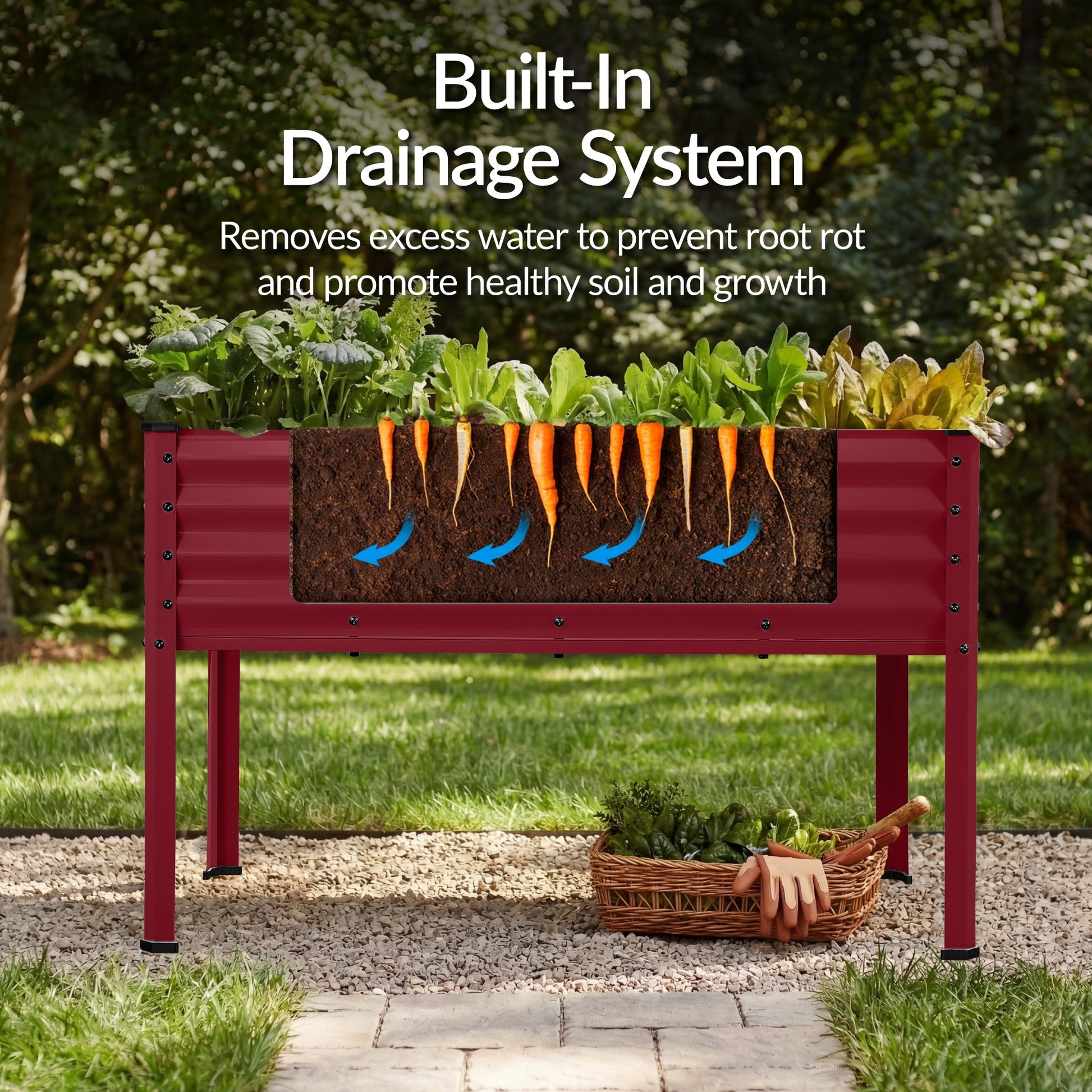 Elevated Galvanized Metal Garden Bed w/ Corner Protectors - 48x24x30in