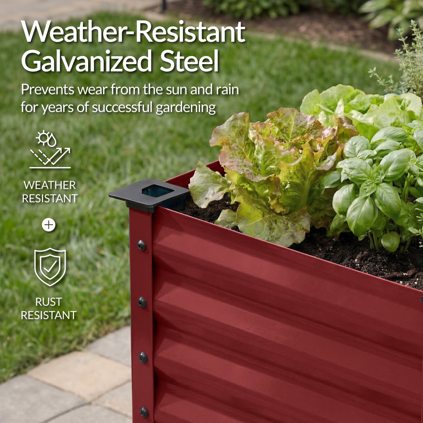 Elevated Galvanized Metal Garden Bed w/ Corner Protectors - 48x24x30in