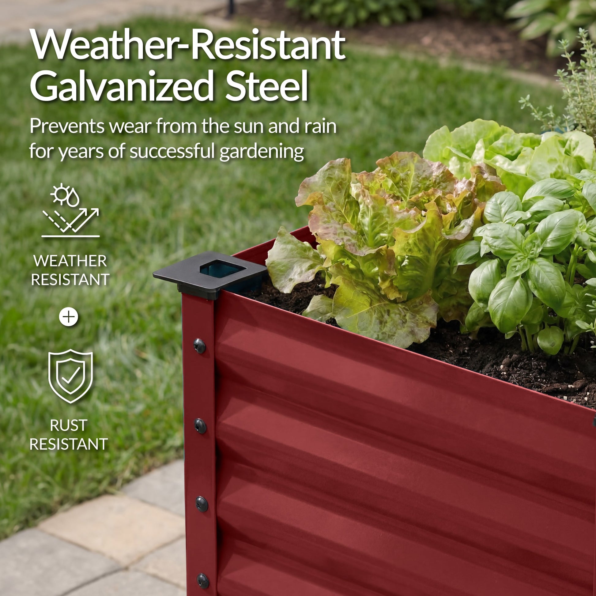 Elevated Galvanized Metal Garden Bed w/ Corner Protectors - 48x24x30in