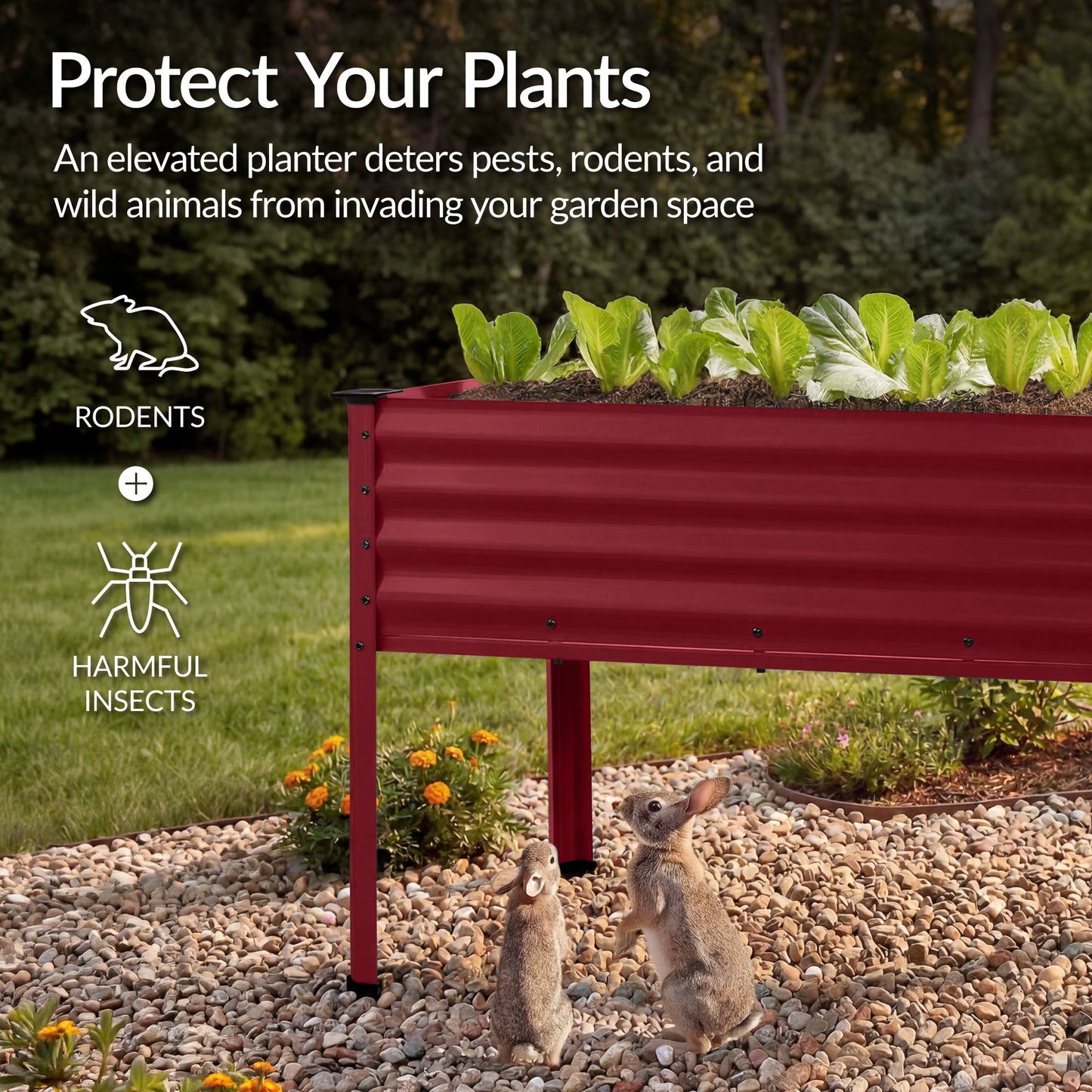 Elevated Galvanized Metal Garden Bed w/ Corner Protectors - 48x24x30in