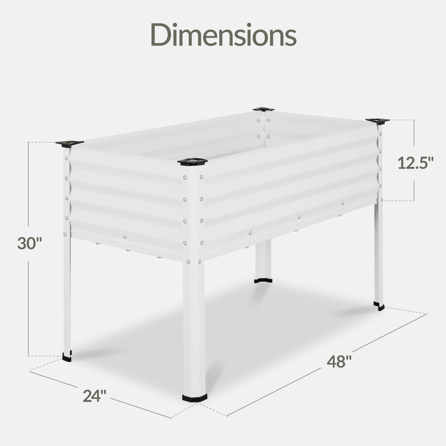 Elevated Galvanized Metal Garden Bed w/ Corner Protectors - 48x24x30in