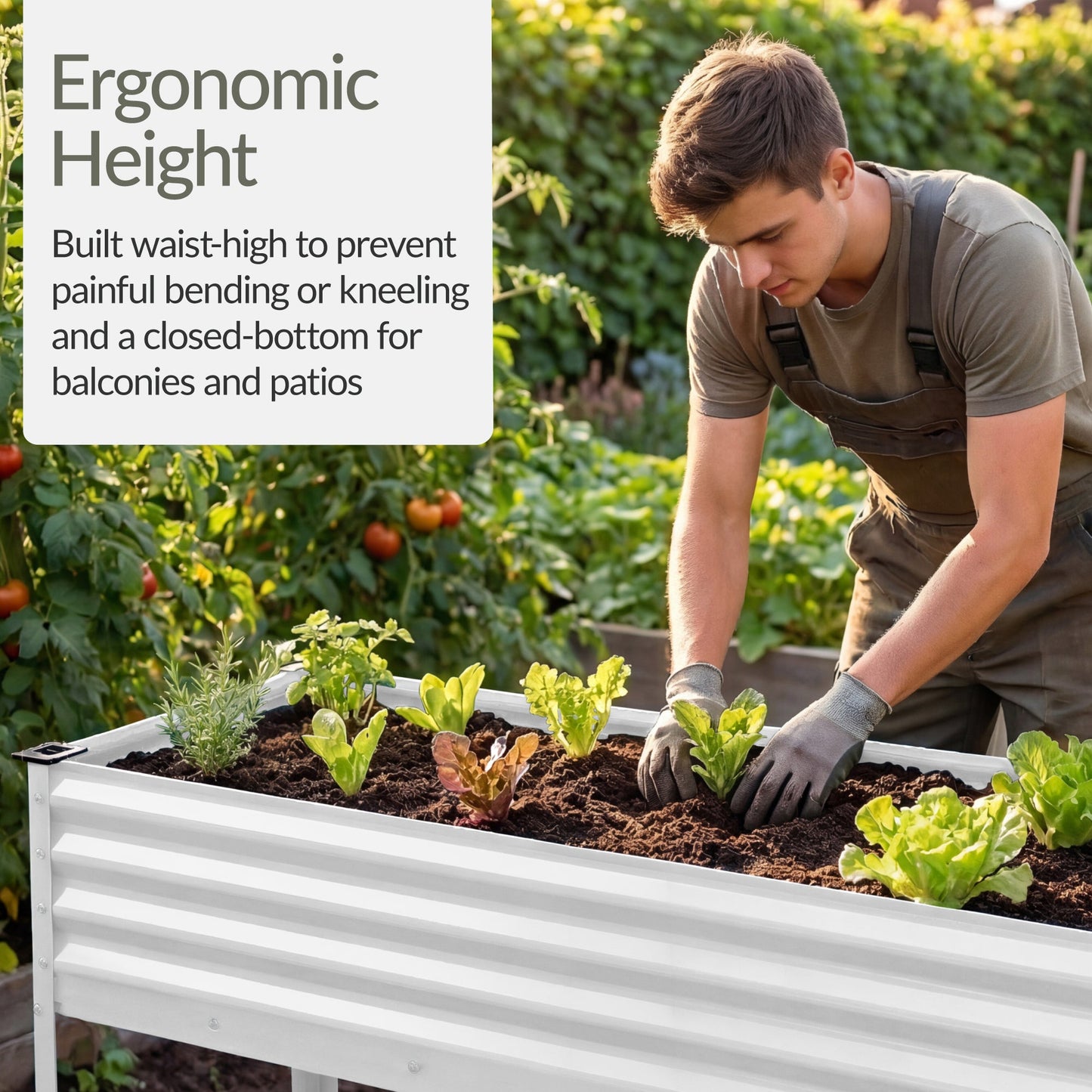 Elevated Galvanized Metal Garden Bed w/ Corner Protectors - 48x24x30in