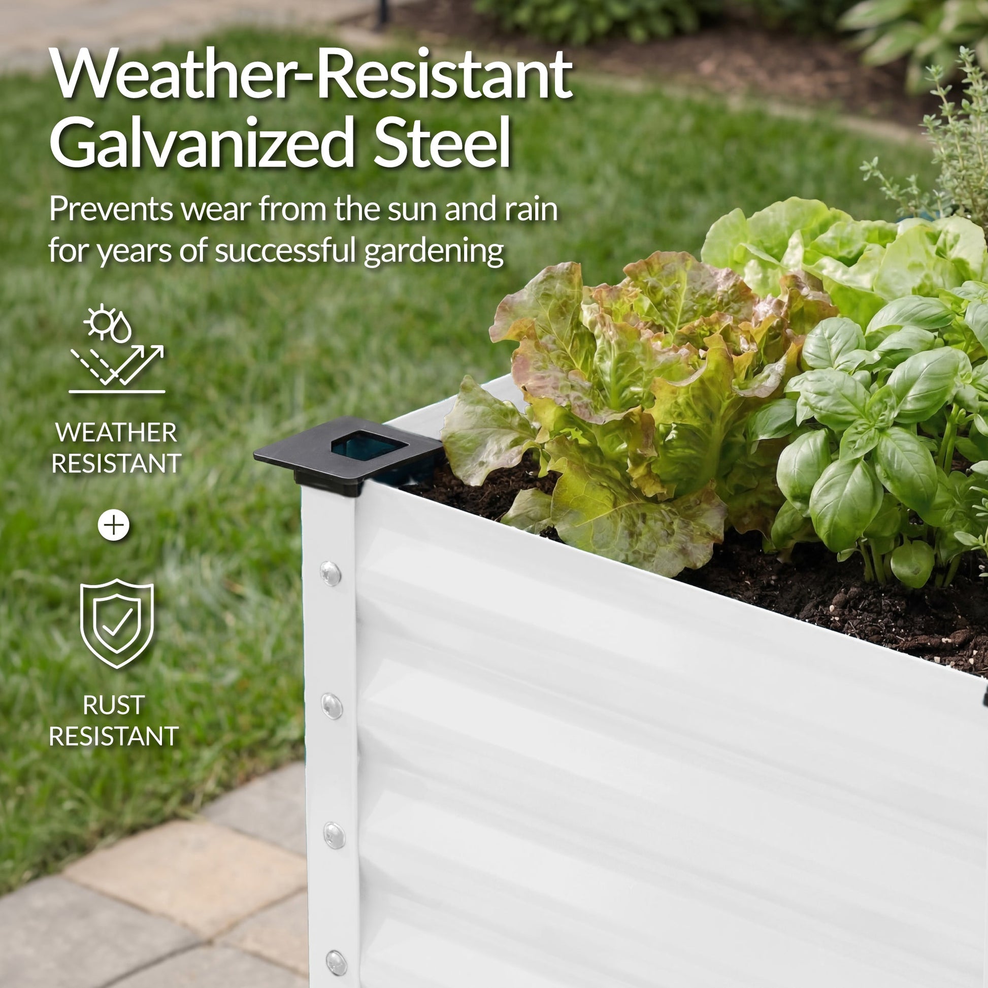 Elevated Galvanized Metal Garden Bed w/ Corner Protectors - 48x24x30in