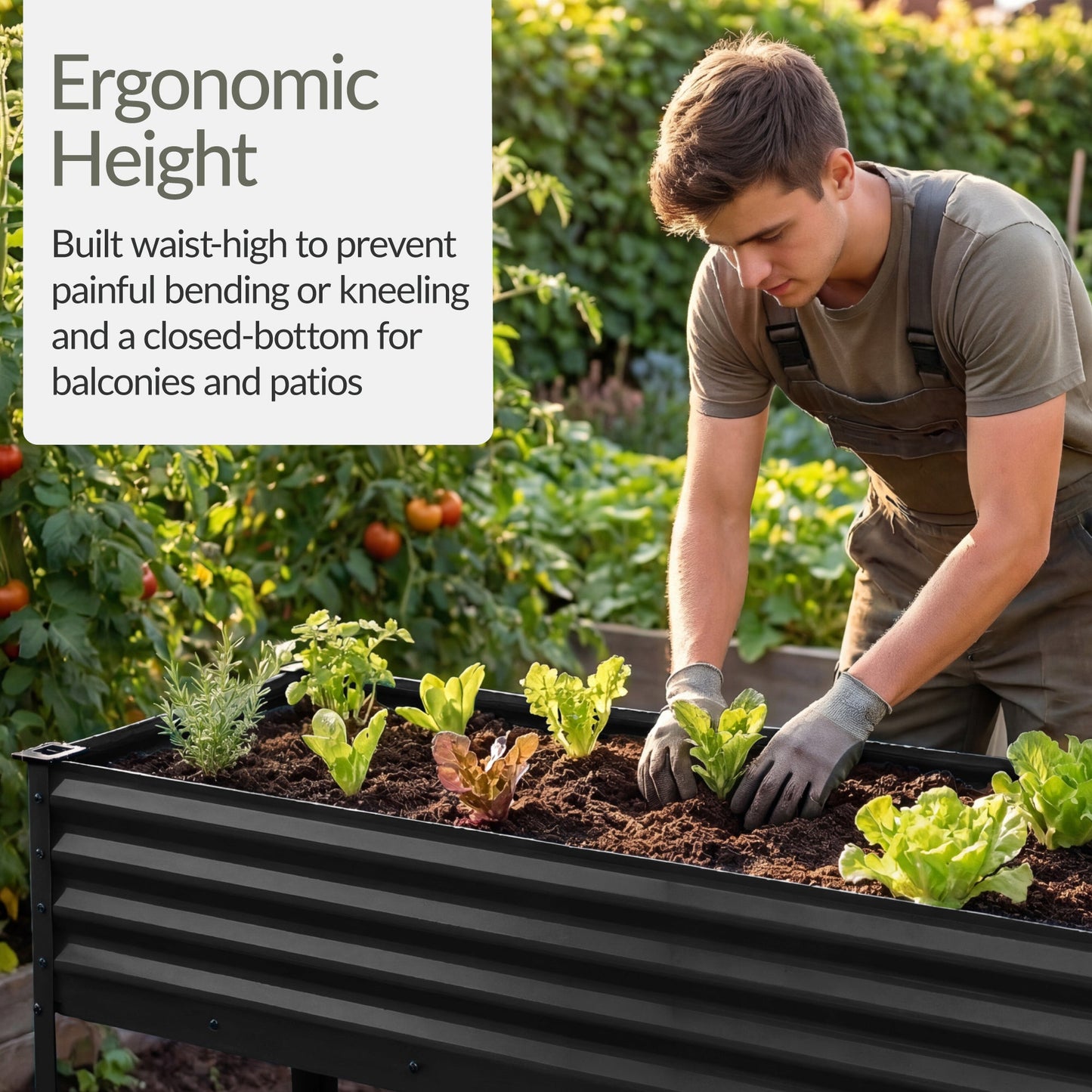 Elevated Galvanized Metal Garden Bed w/ Corner Protectors - 48x24x30in