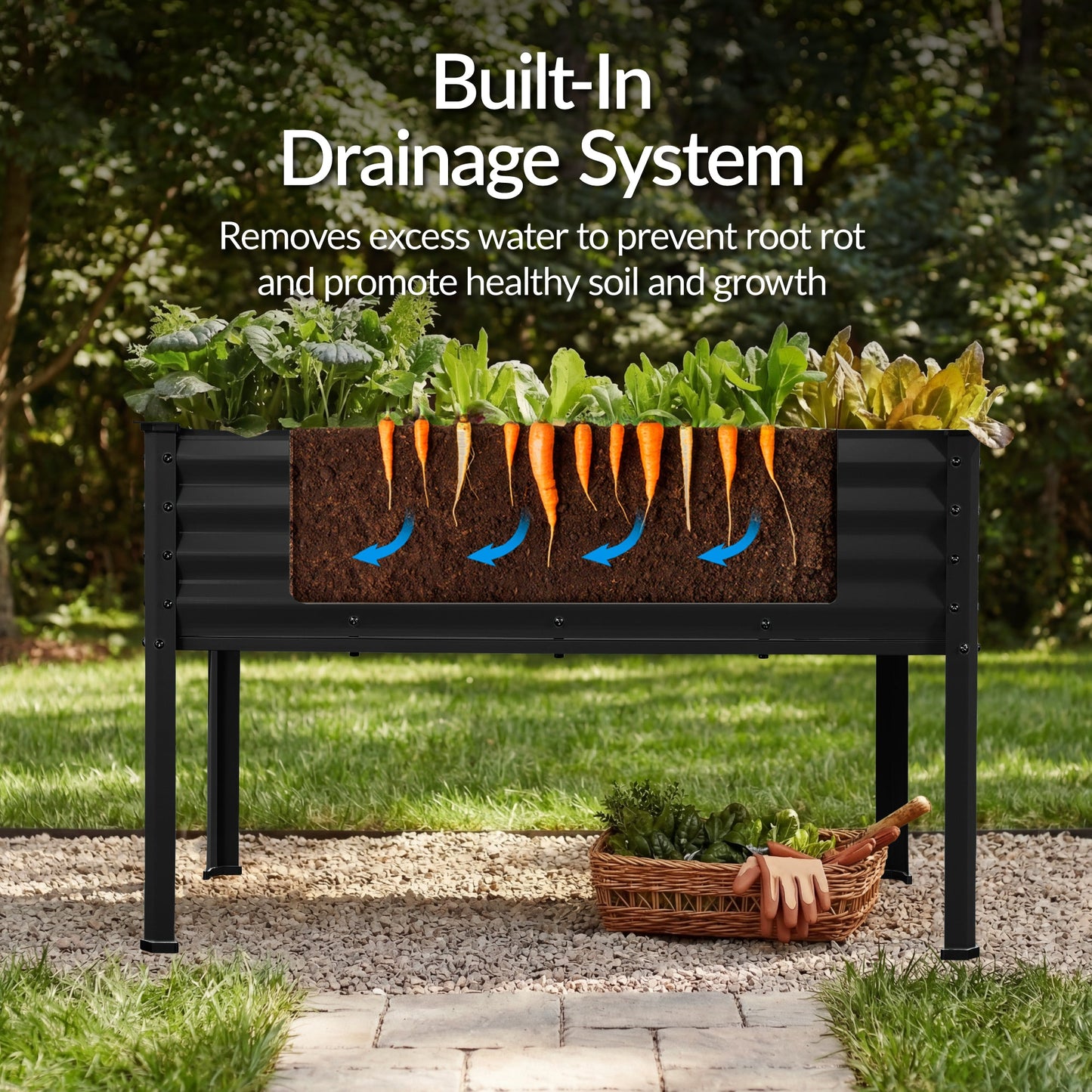 Elevated Galvanized Metal Garden Bed w/ Corner Protectors - 48x24x30in
