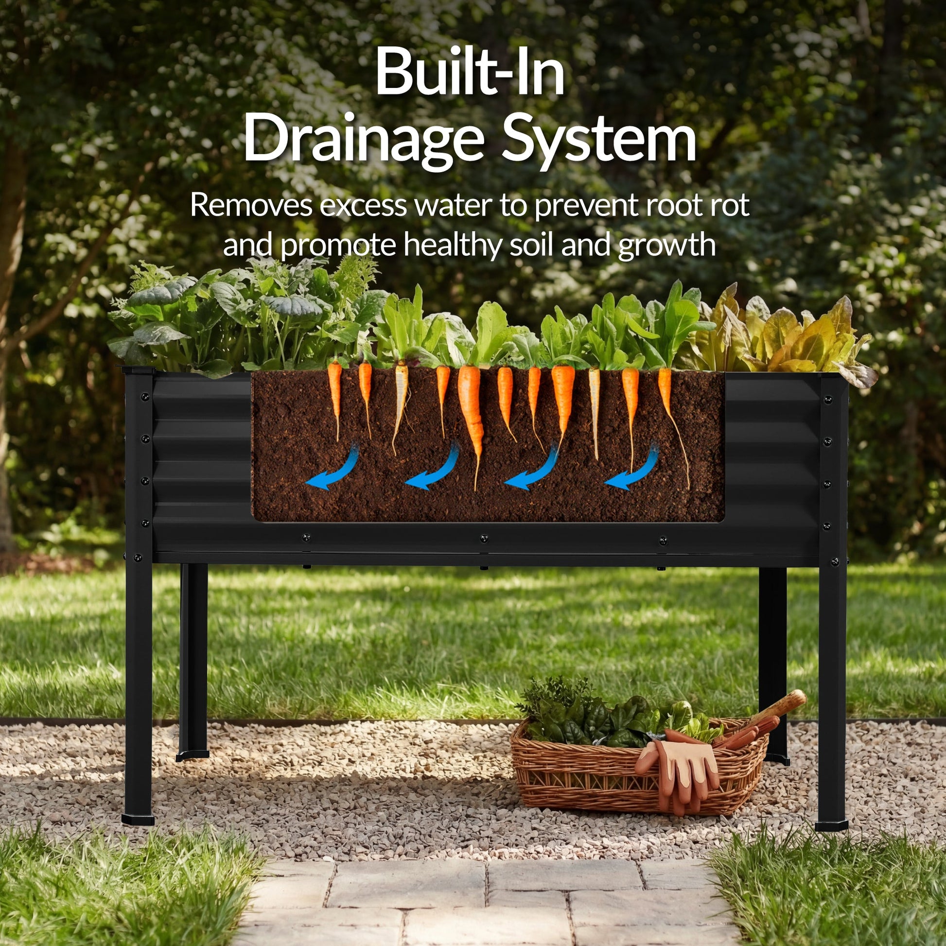 Elevated Galvanized Metal Garden Bed w/ Corner Protectors - 48x24x30in