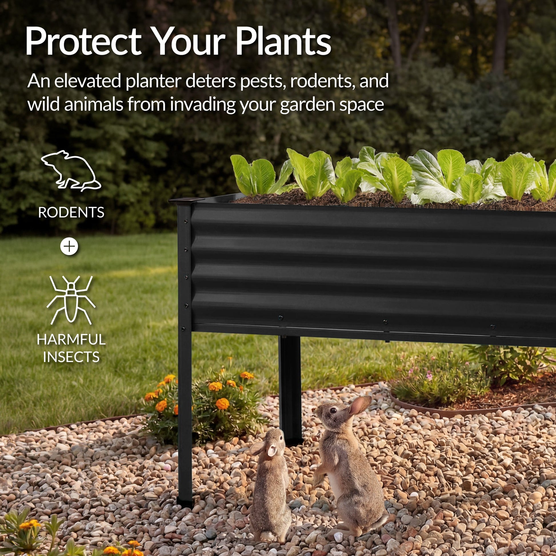 Elevated Galvanized Metal Garden Bed w/ Corner Protectors - 48x24x30in
