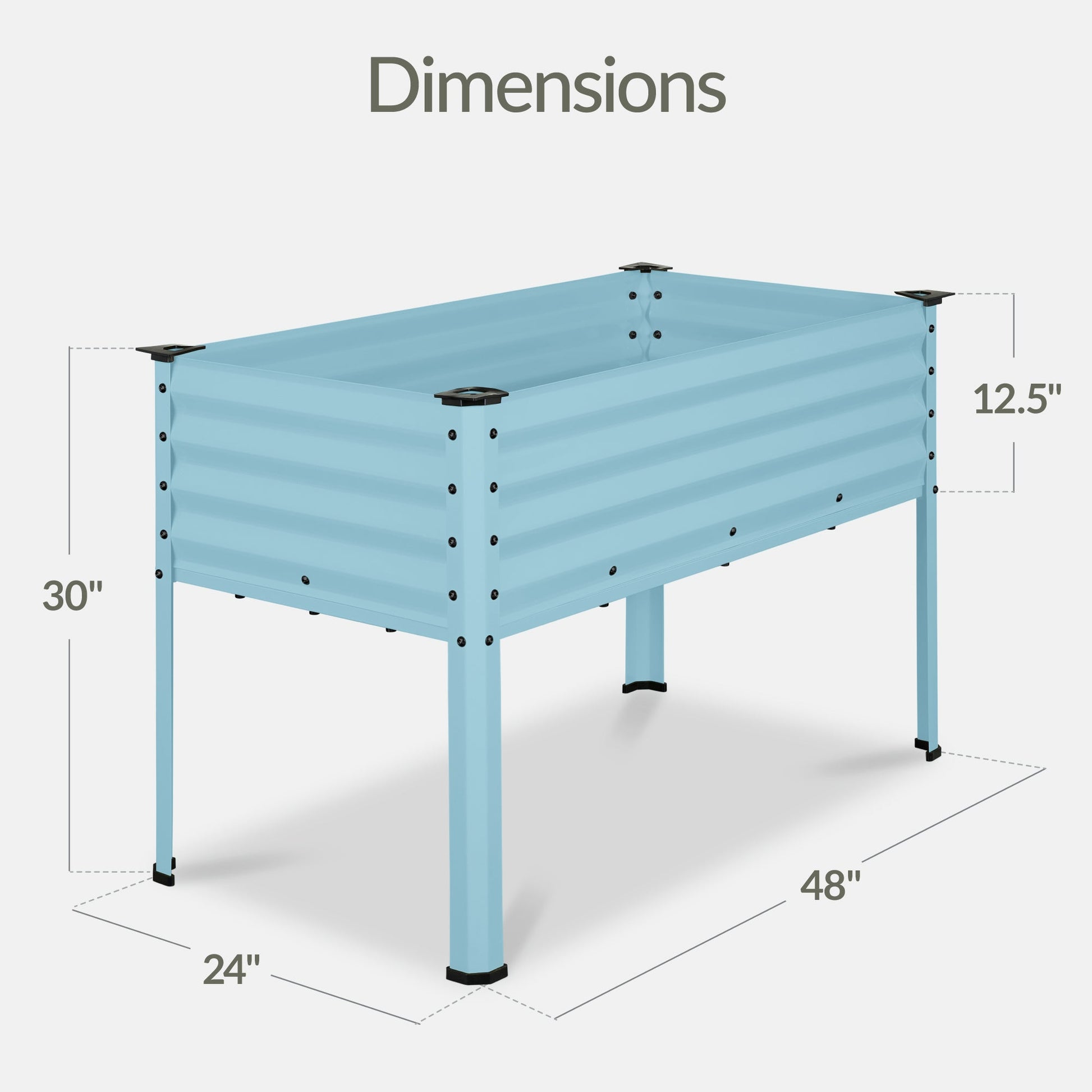 Elevated Galvanized Metal Garden Bed w/ Corner Protectors - 48x24x30in