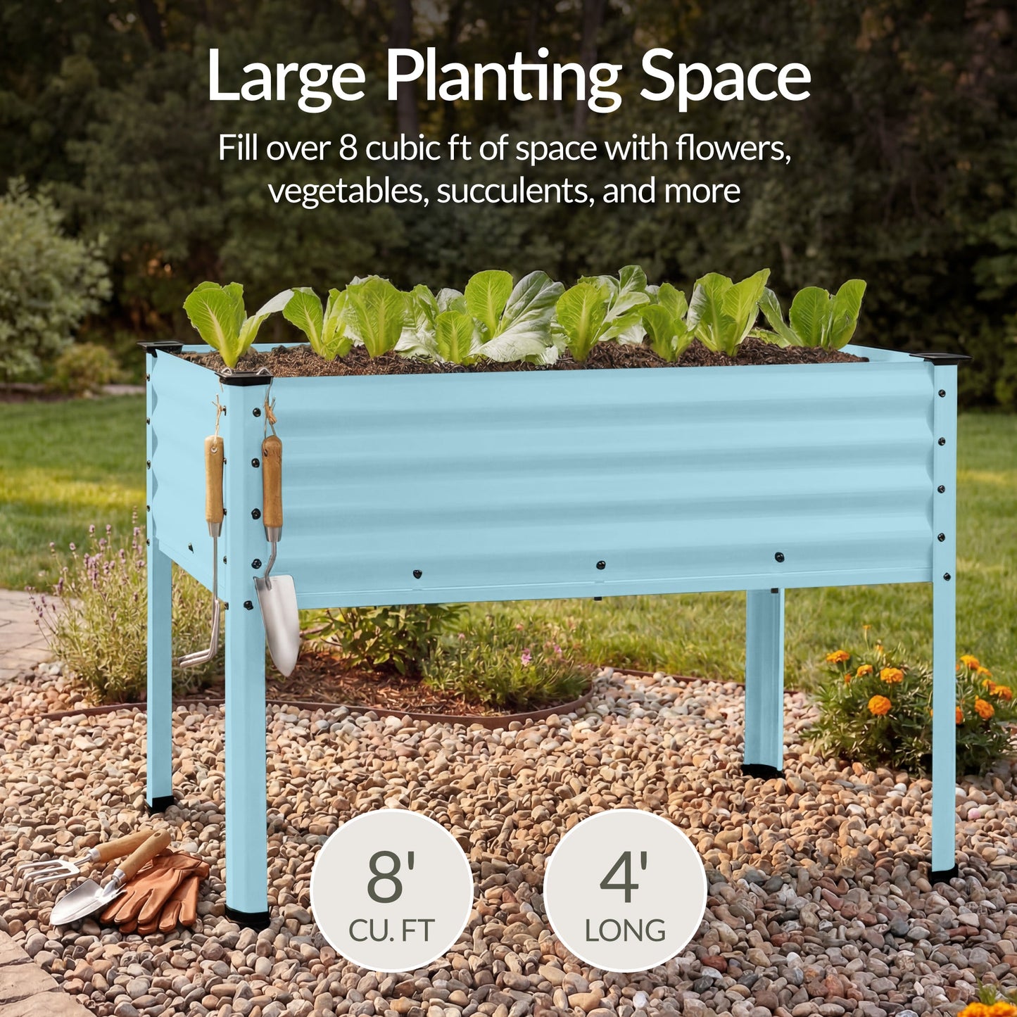 Elevated Galvanized Metal Garden Bed w/ Corner Protectors - 48x24x30in