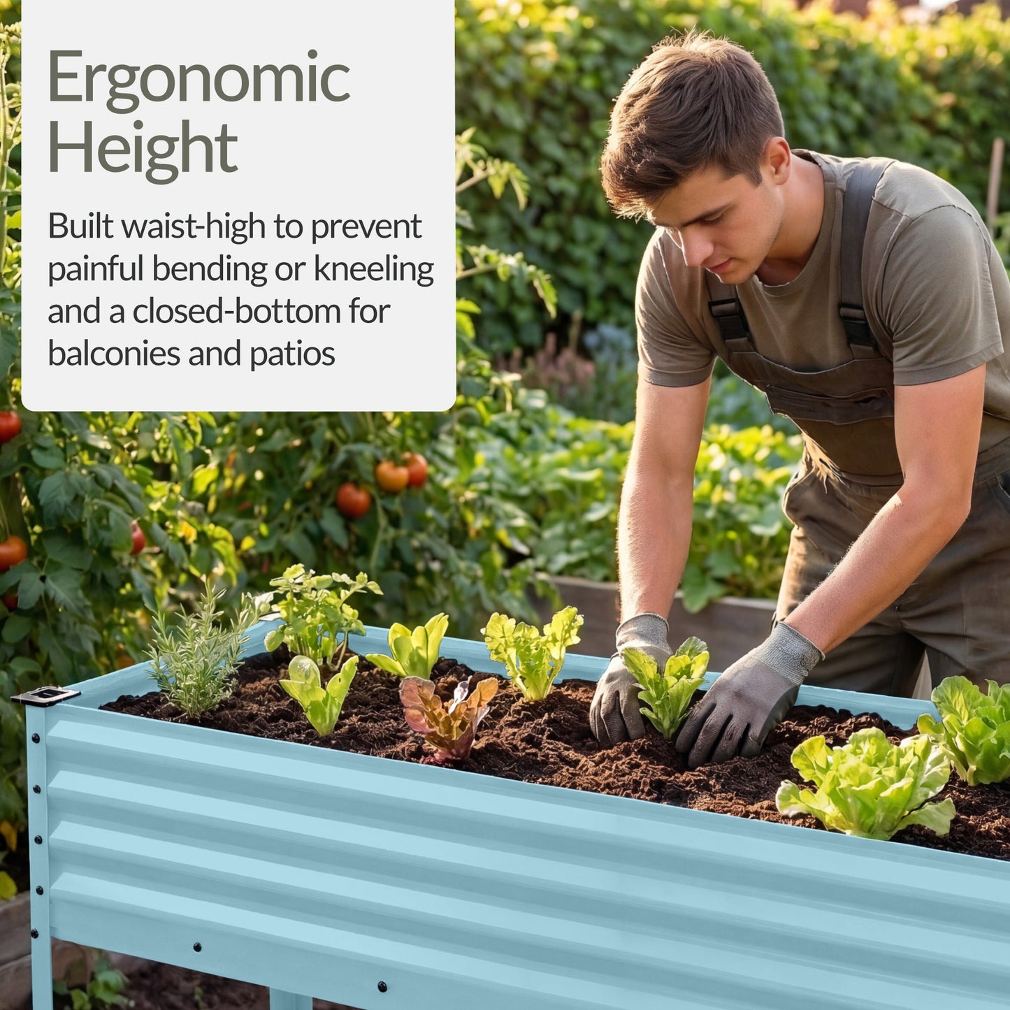 Elevated Galvanized Metal Garden Bed w/ Corner Protectors - 48x24x30in