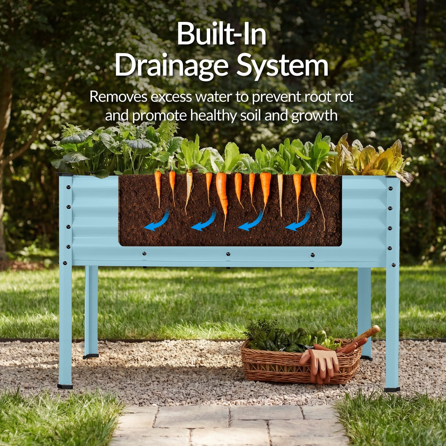 Elevated Galvanized Metal Garden Bed w/ Corner Protectors - 48x24x30in