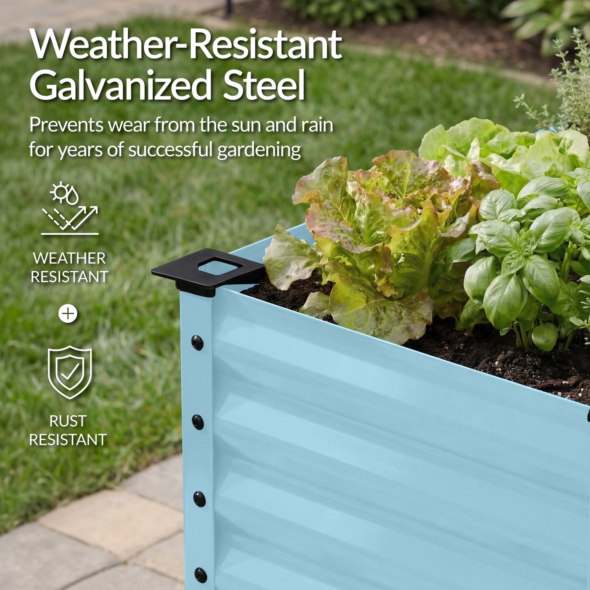 Elevated Galvanized Metal Garden Bed w/ Corner Protectors - 48x24x30in