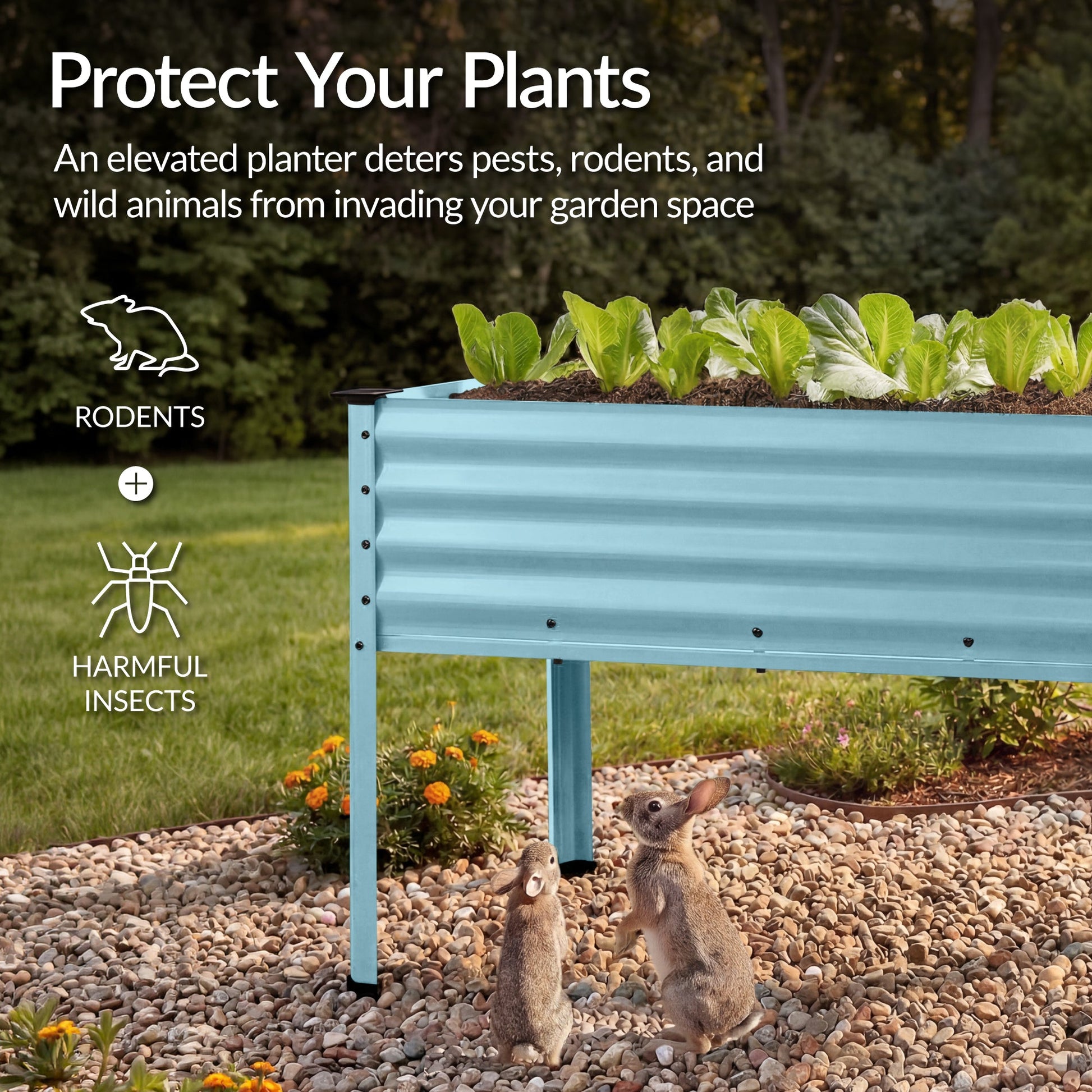 Elevated Galvanized Metal Garden Bed w/ Corner Protectors - 48x24x30in
