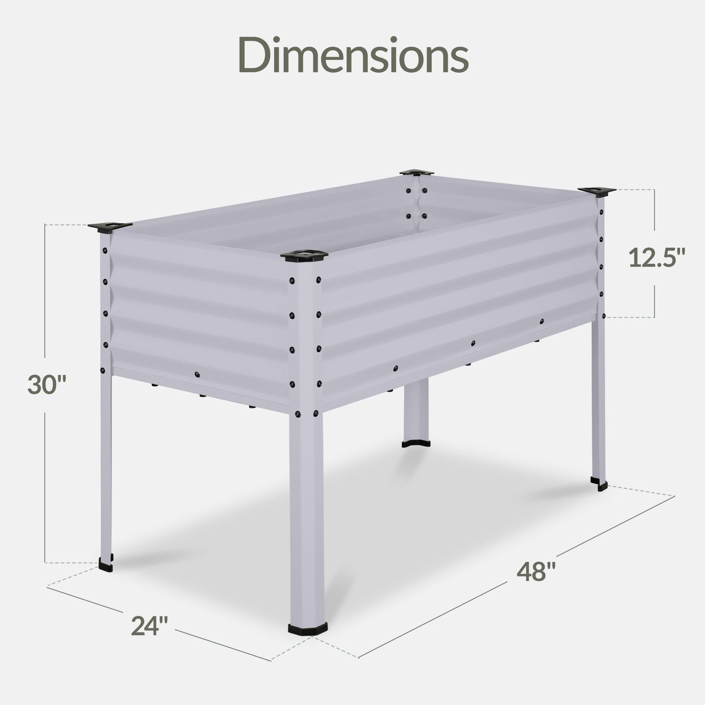 Elevated Galvanized Metal Garden Bed w/ Corner Protectors - 48x24x30in
