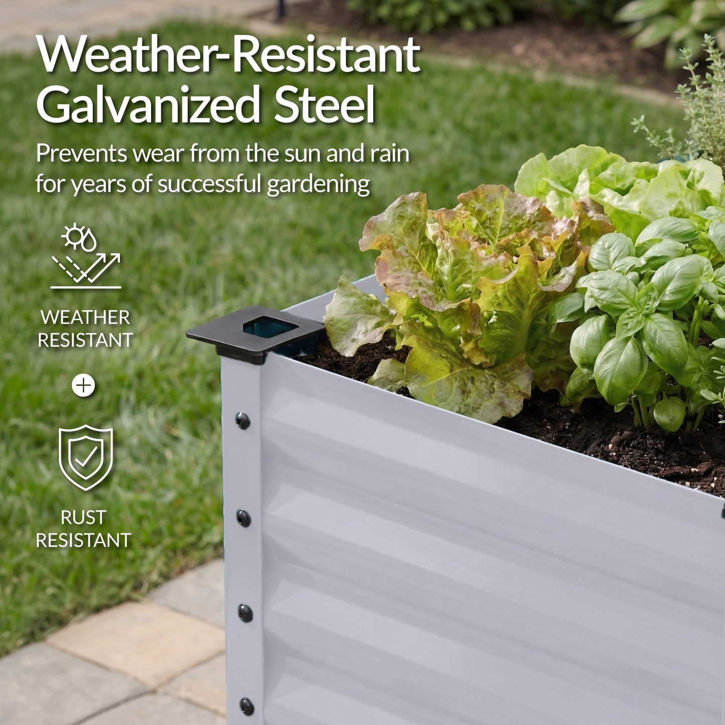 Elevated Galvanized Metal Garden Bed w/ Corner Protectors - 48x24x30in