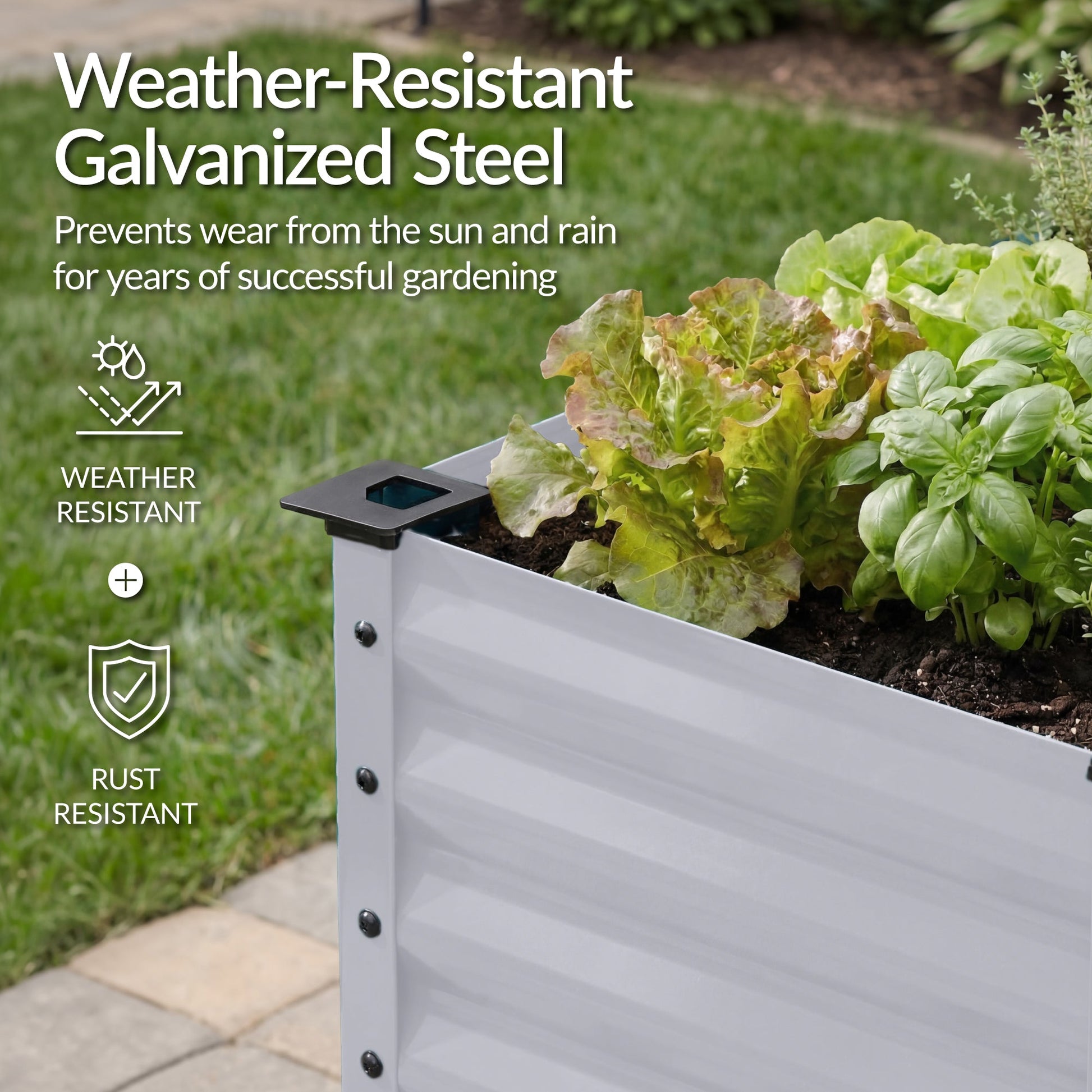 Elevated Galvanized Metal Garden Bed w/ Corner Protectors - 48x24x30in