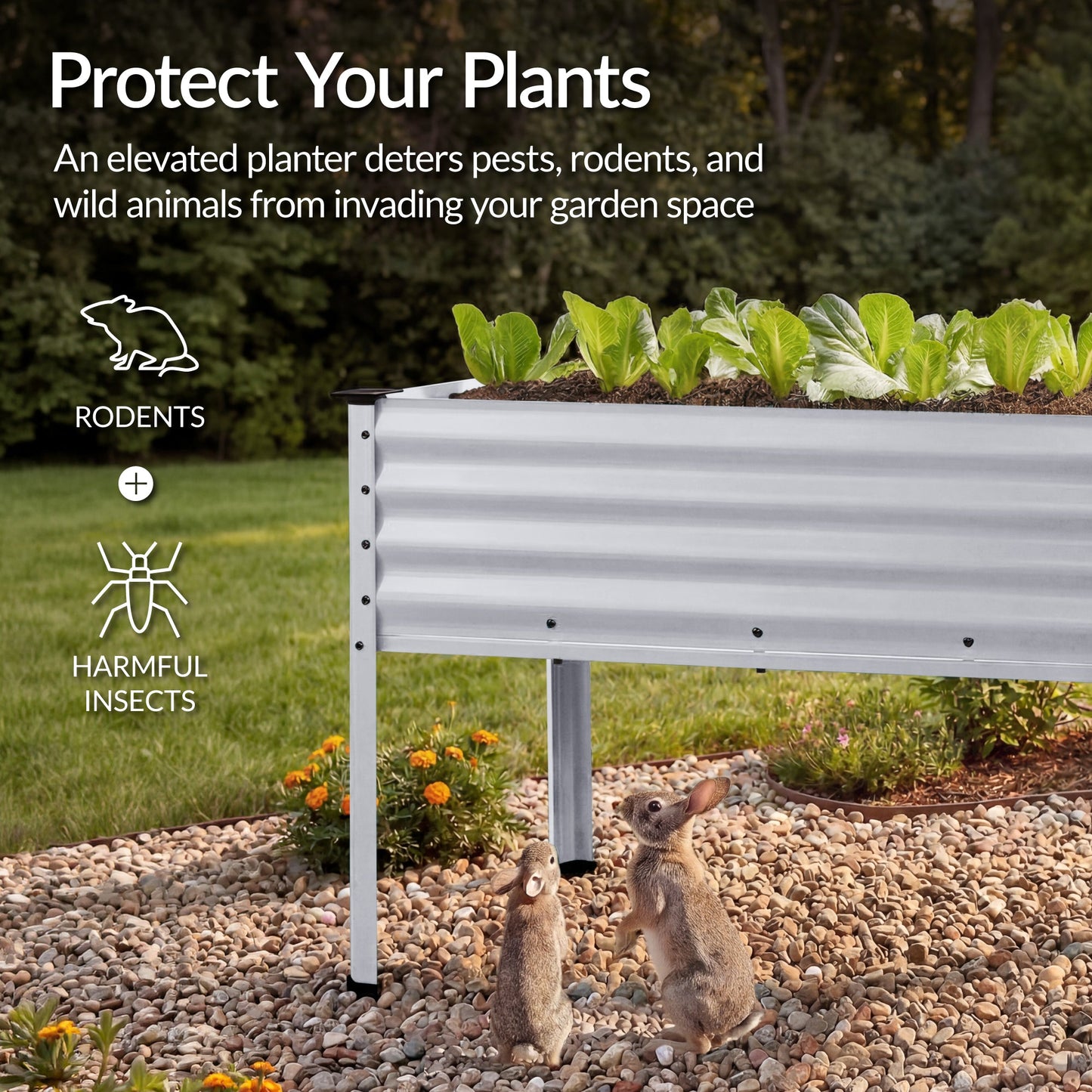 Elevated Galvanized Metal Garden Bed w/ Corner Protectors - 48x24x30in