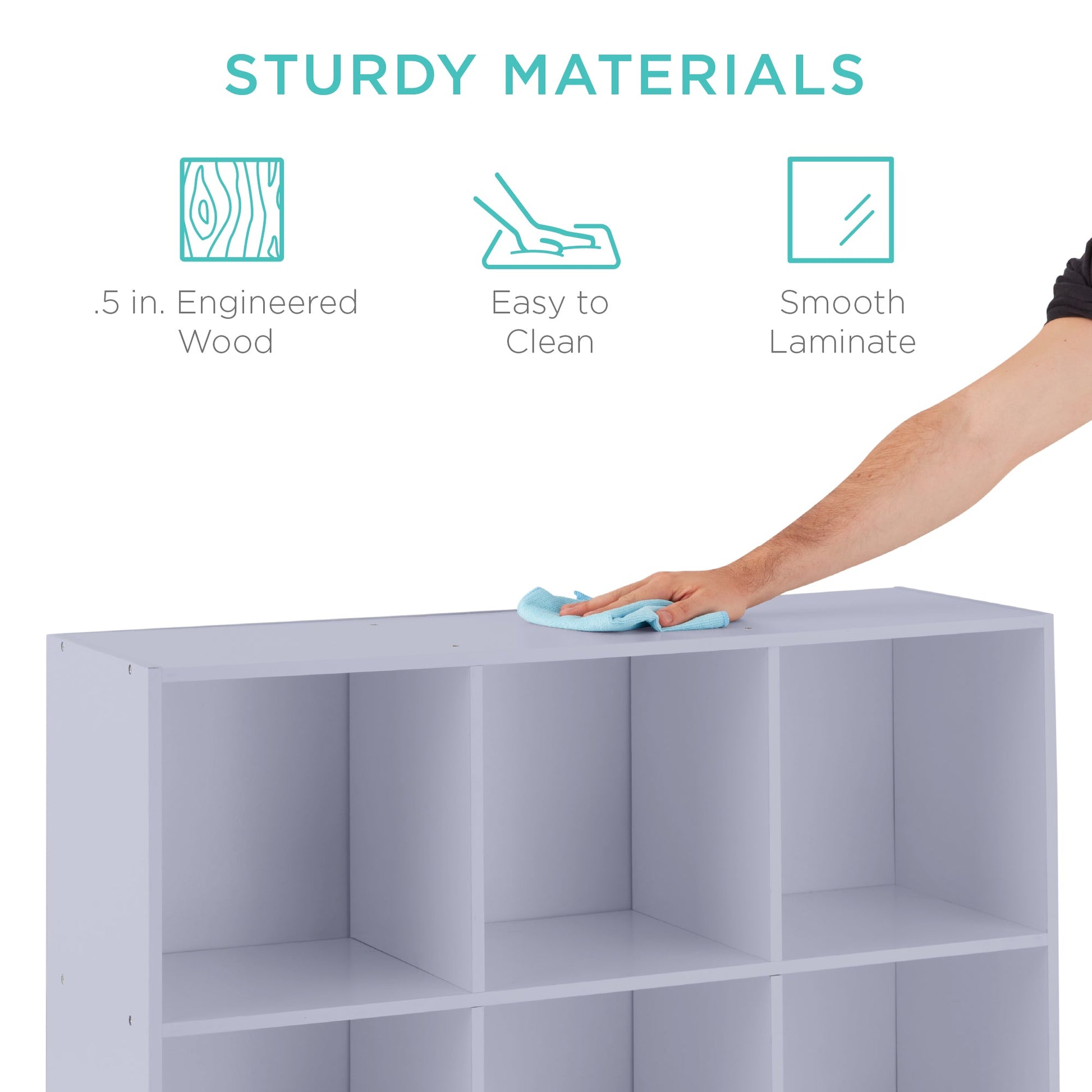9-Cube Bookshelf Storage Display w/ 3 Removable Panels, Customizable Design