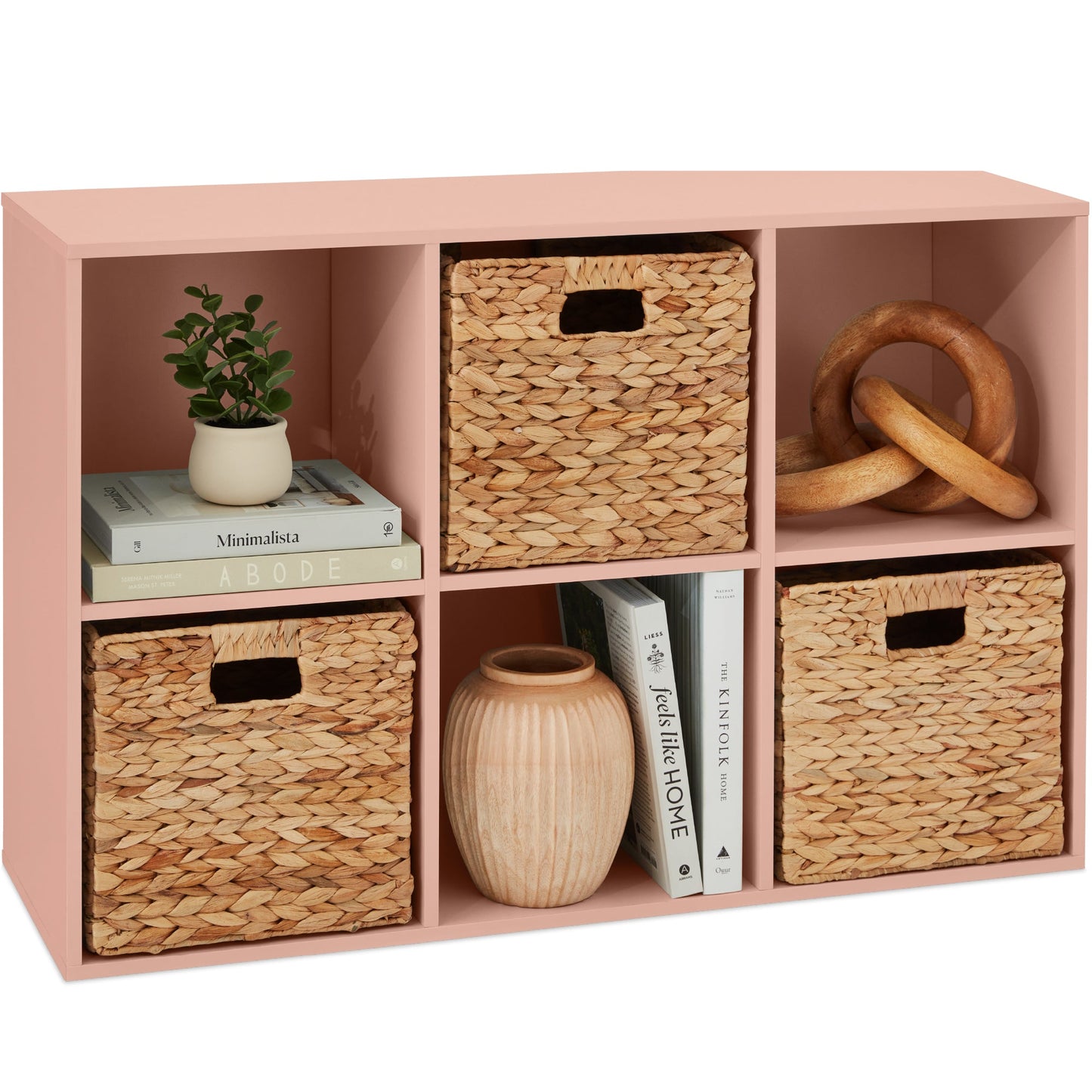 6-Cube Bookshelf, 11in Storage Display w/ Removable Panels, Customizable