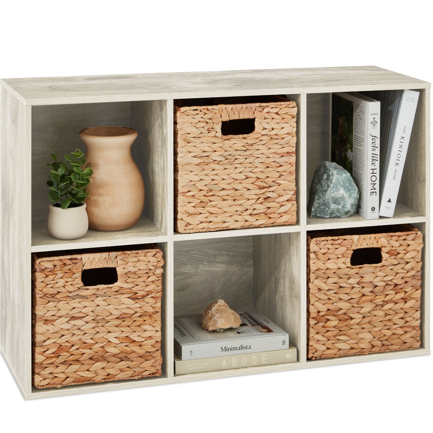 6-Cube Bookshelf, 13.5in Storage Display w/ Removable Panels, Customizable