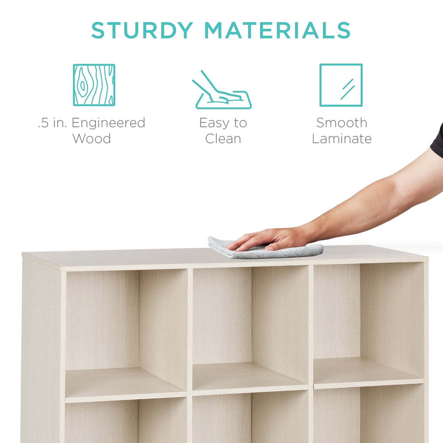 9-Cube Bookshelf, 13.5in Storage Display w/ Removable Panels, Customizable