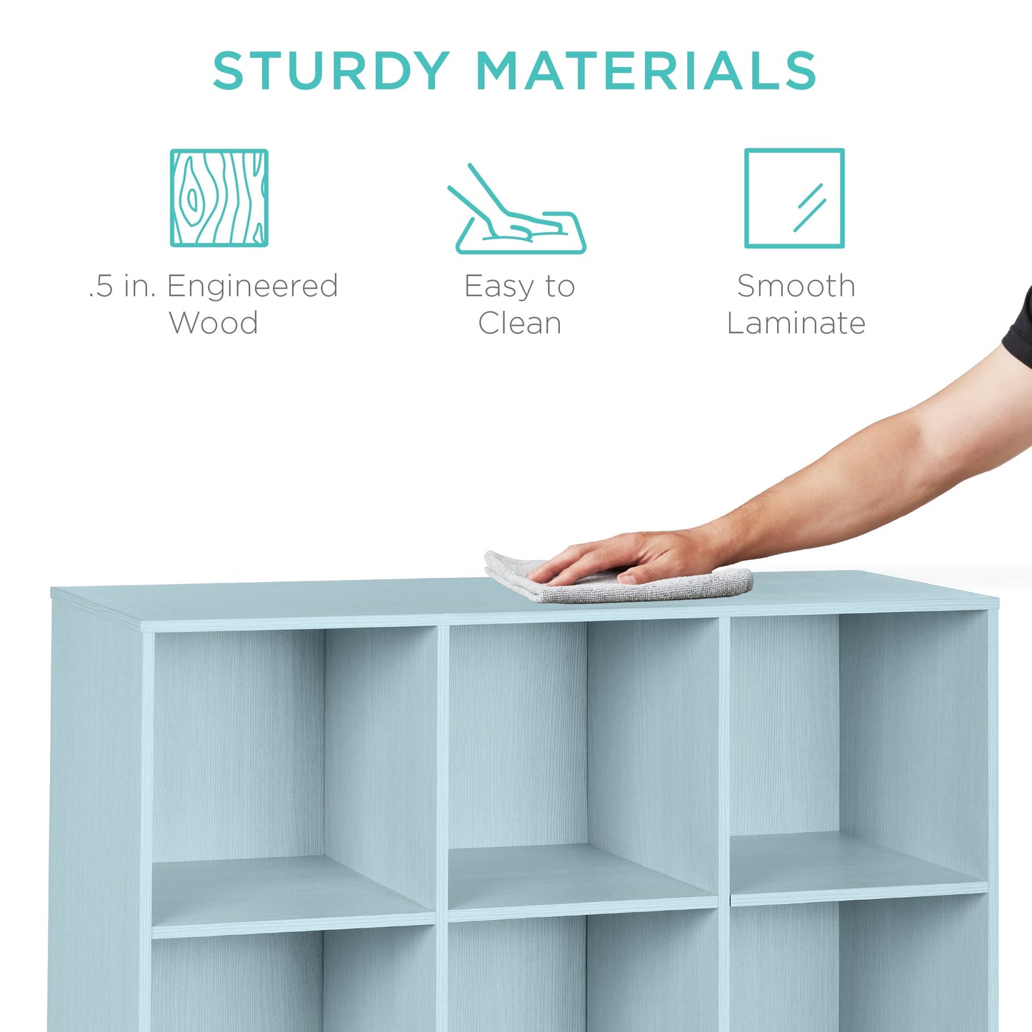 9-Cube Bookshelf, 13.5in Storage Display w/ Removable Panels, Customizable