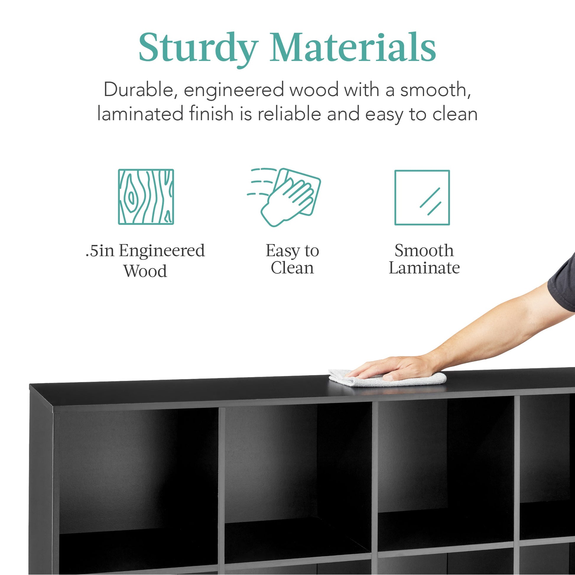 8-Cube Bookshelf, 13.5in Storage Display w/ Removable Panels, Customizable