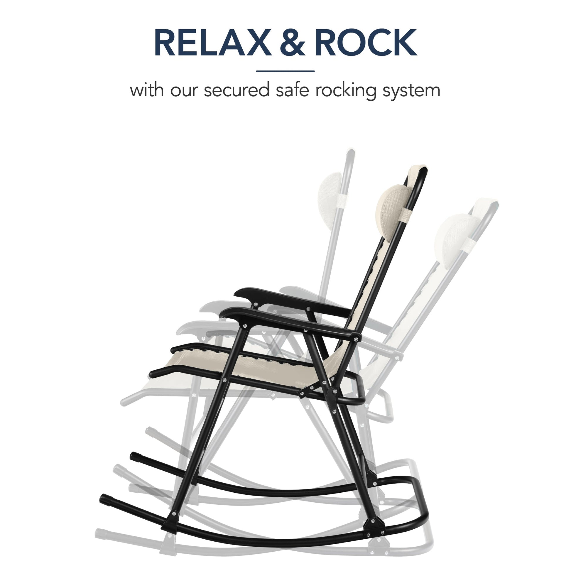 Folding Outdoor Zero Gravity Rocking Lounge Chair w/ Headrest Pillow