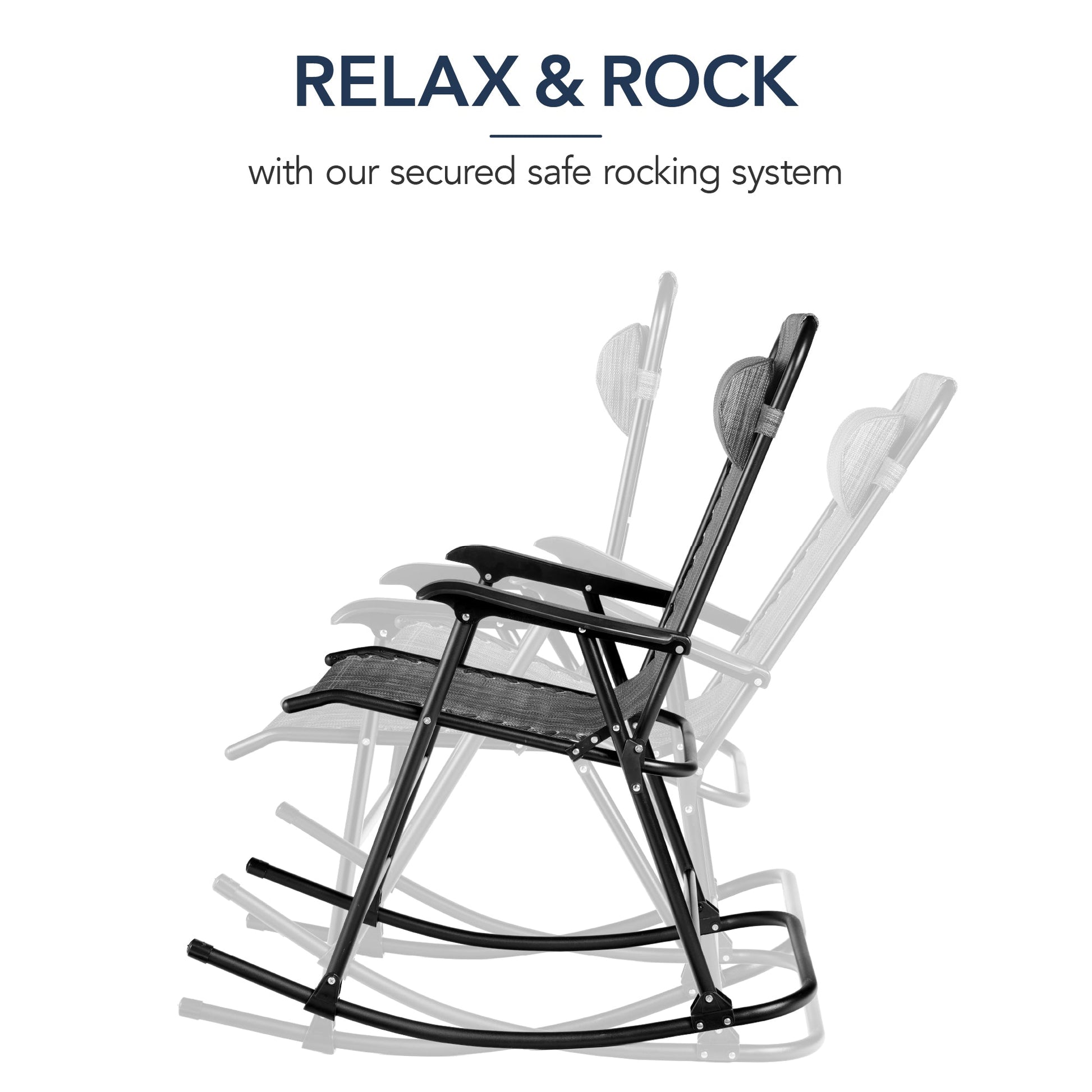 Folding Outdoor Zero Gravity Rocking Lounge Chair w/ Headrest Pillow