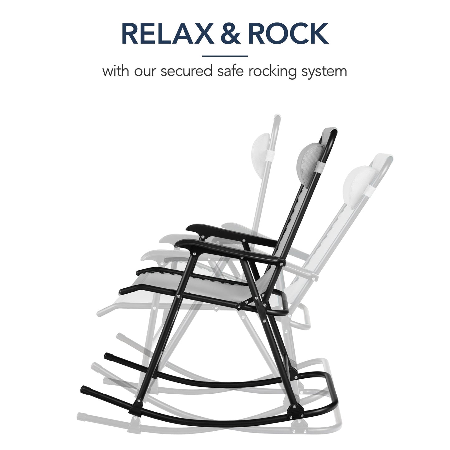 Folding Outdoor Zero Gravity Rocking Lounge Chair w/ Headrest Pillow