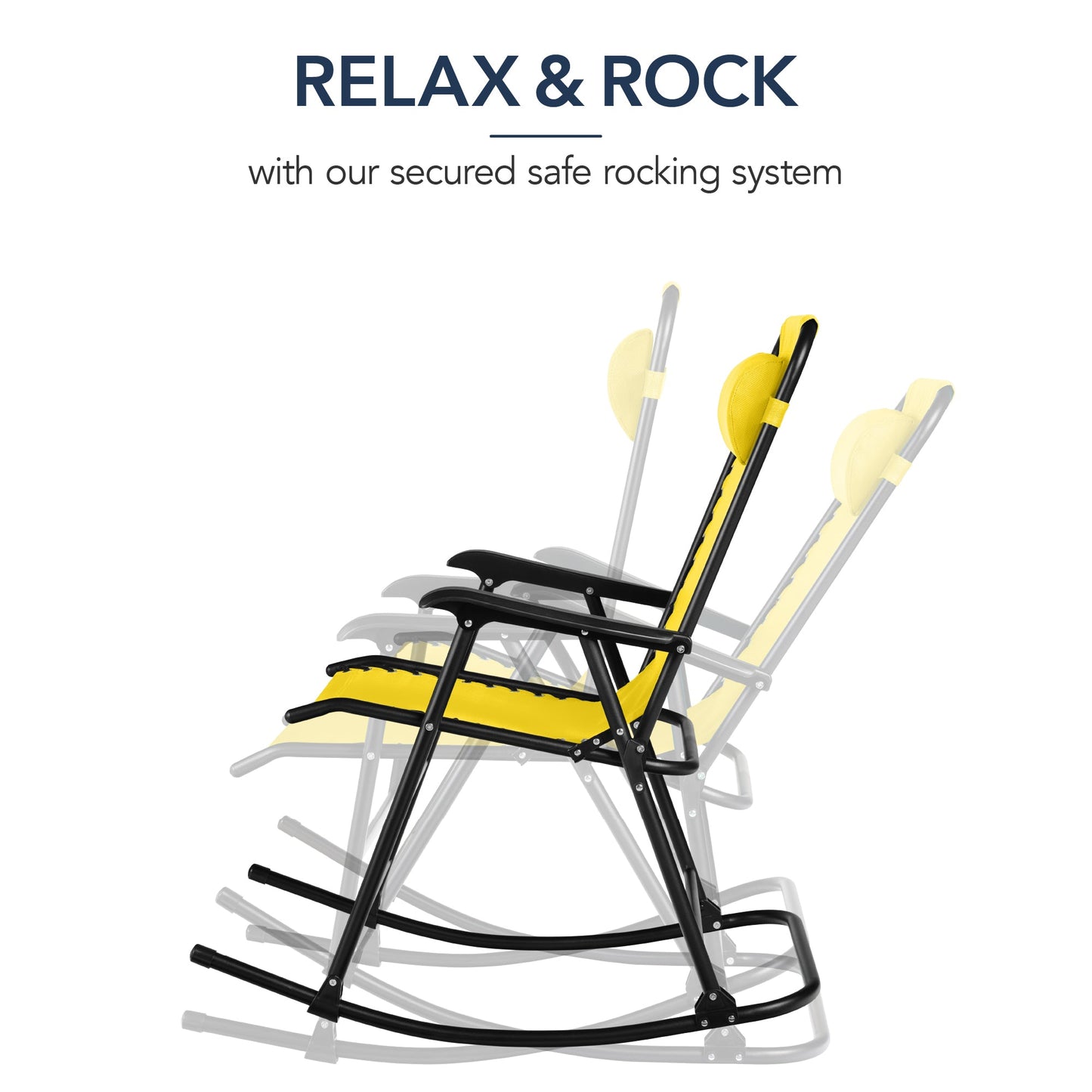Folding Outdoor Zero Gravity Rocking Lounge Chair w/ Headrest Pillow