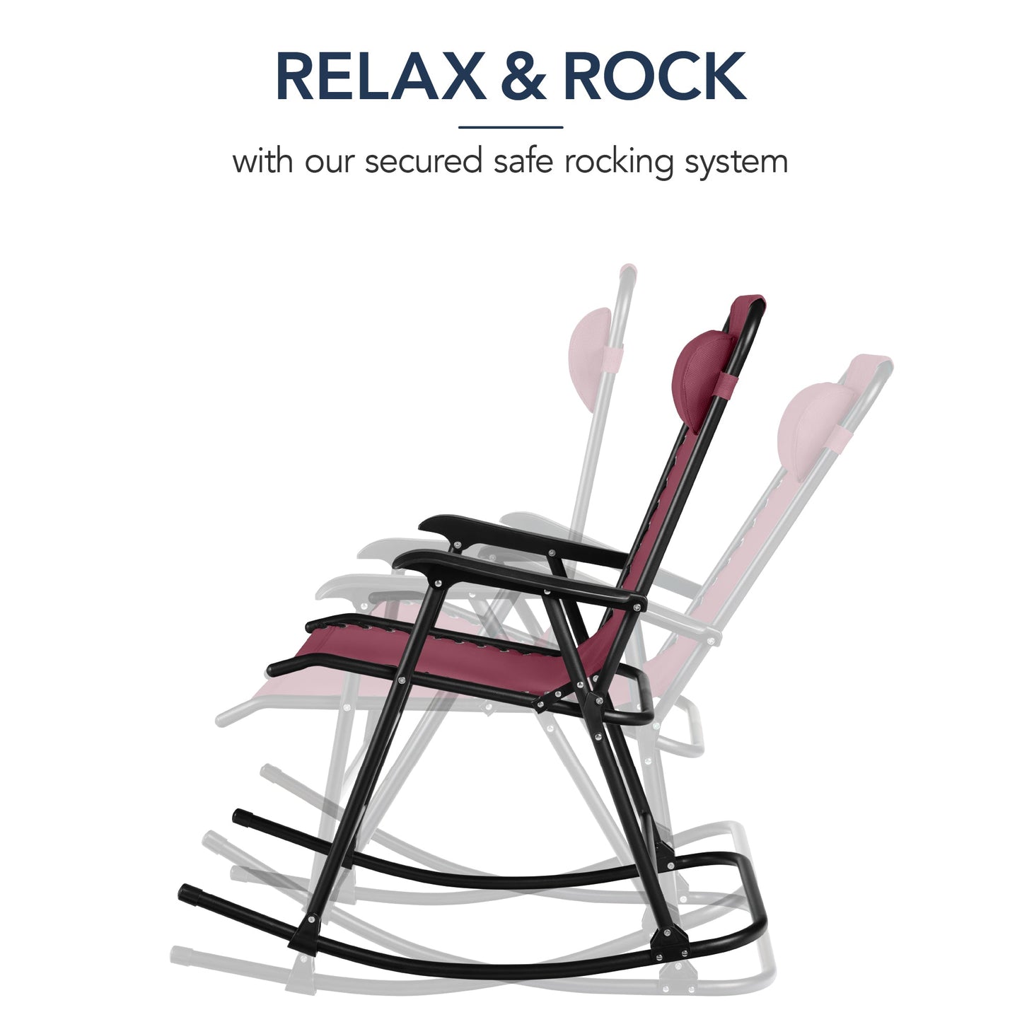 Folding Outdoor Zero Gravity Rocking Lounge Chair w/ Headrest Pillow