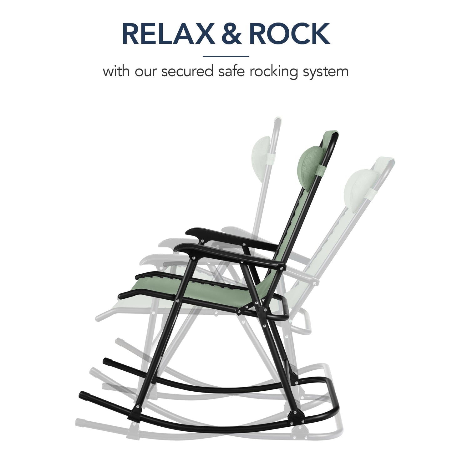 Folding Outdoor Zero Gravity Rocking Lounge Chair w/ Headrest Pillow