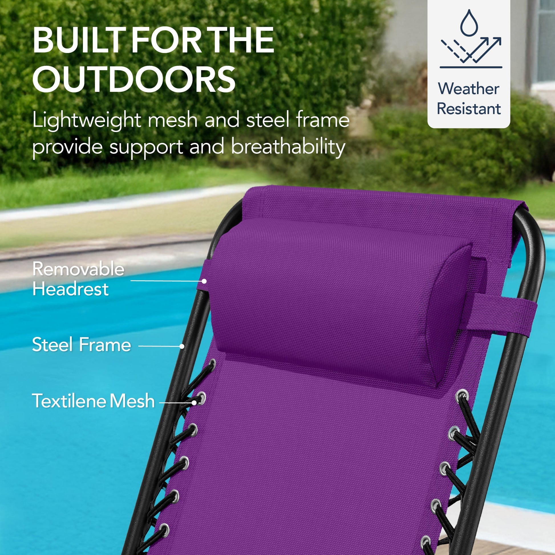 Folding Outdoor Zero Gravity Rocking Lounge Chair w/ Headrest Pillow