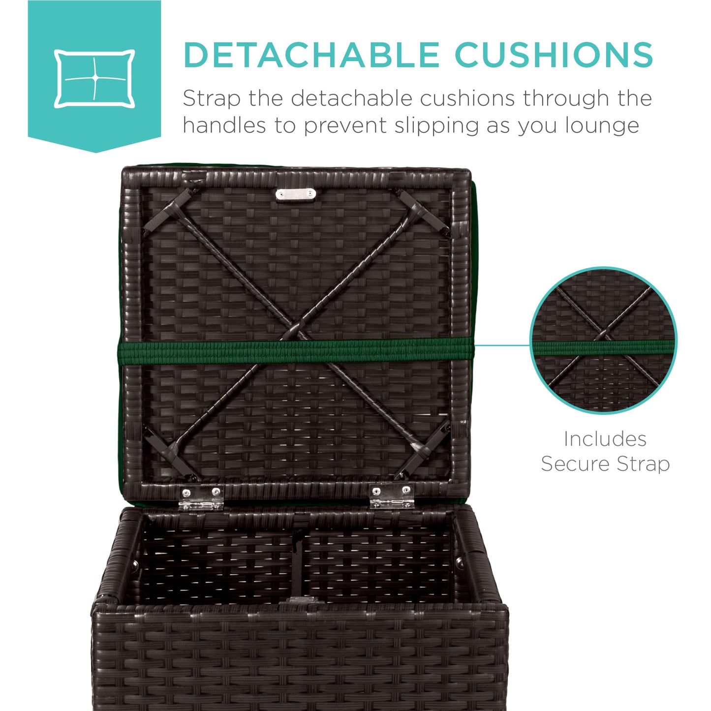Set of 2 Wicker Ottomans, Multipurpose w/ Removable Cushions, Steel Frame