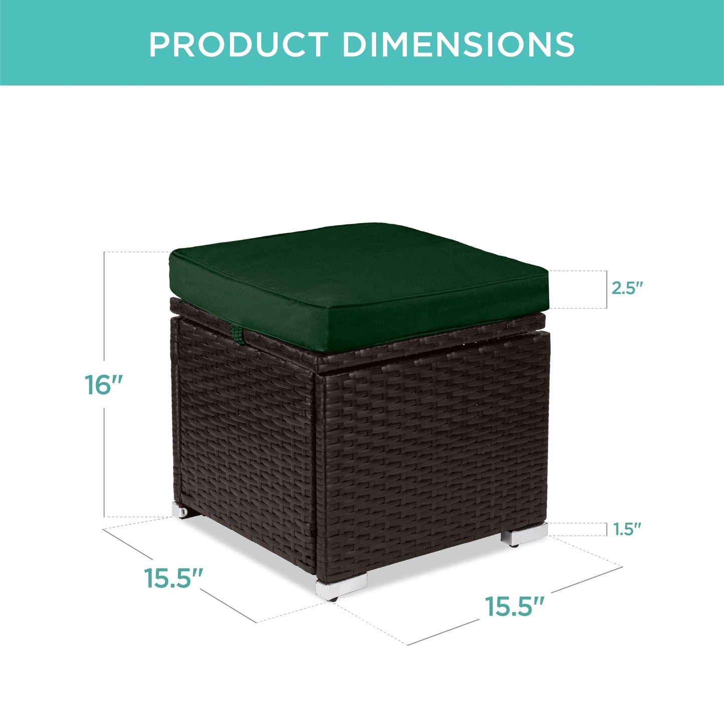 Set of 2 Wicker Ottomans, Multipurpose w/ Removable Cushions, Steel Frame