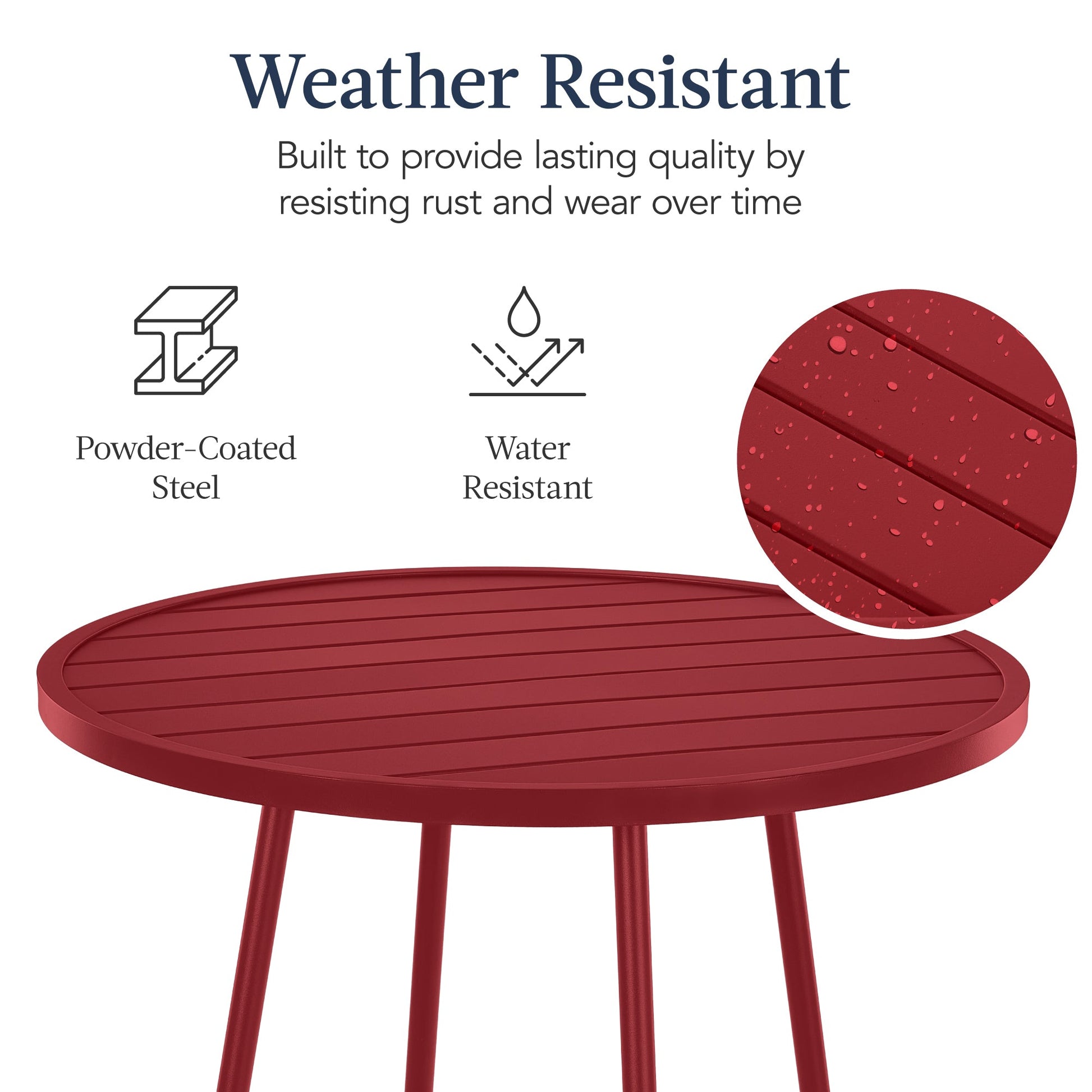 3-Piece Patio Bar Height Bistro Set w/ Backless Stools, Slatted Design