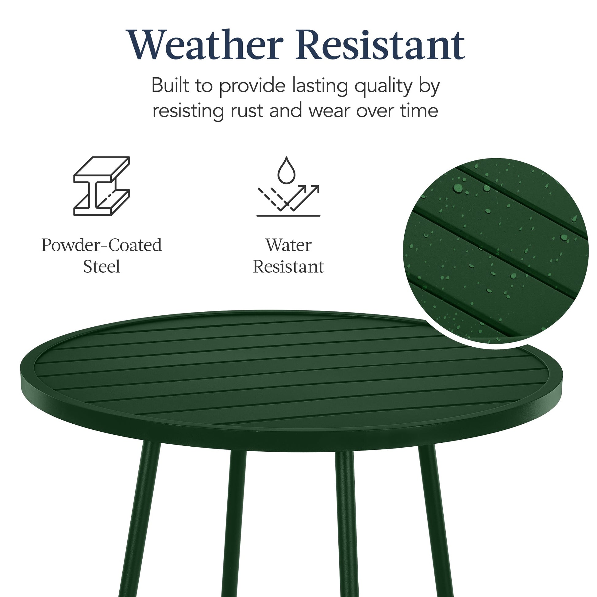 3-Piece Patio Bar Height Bistro Set w/ Backless Stools, Slatted Design