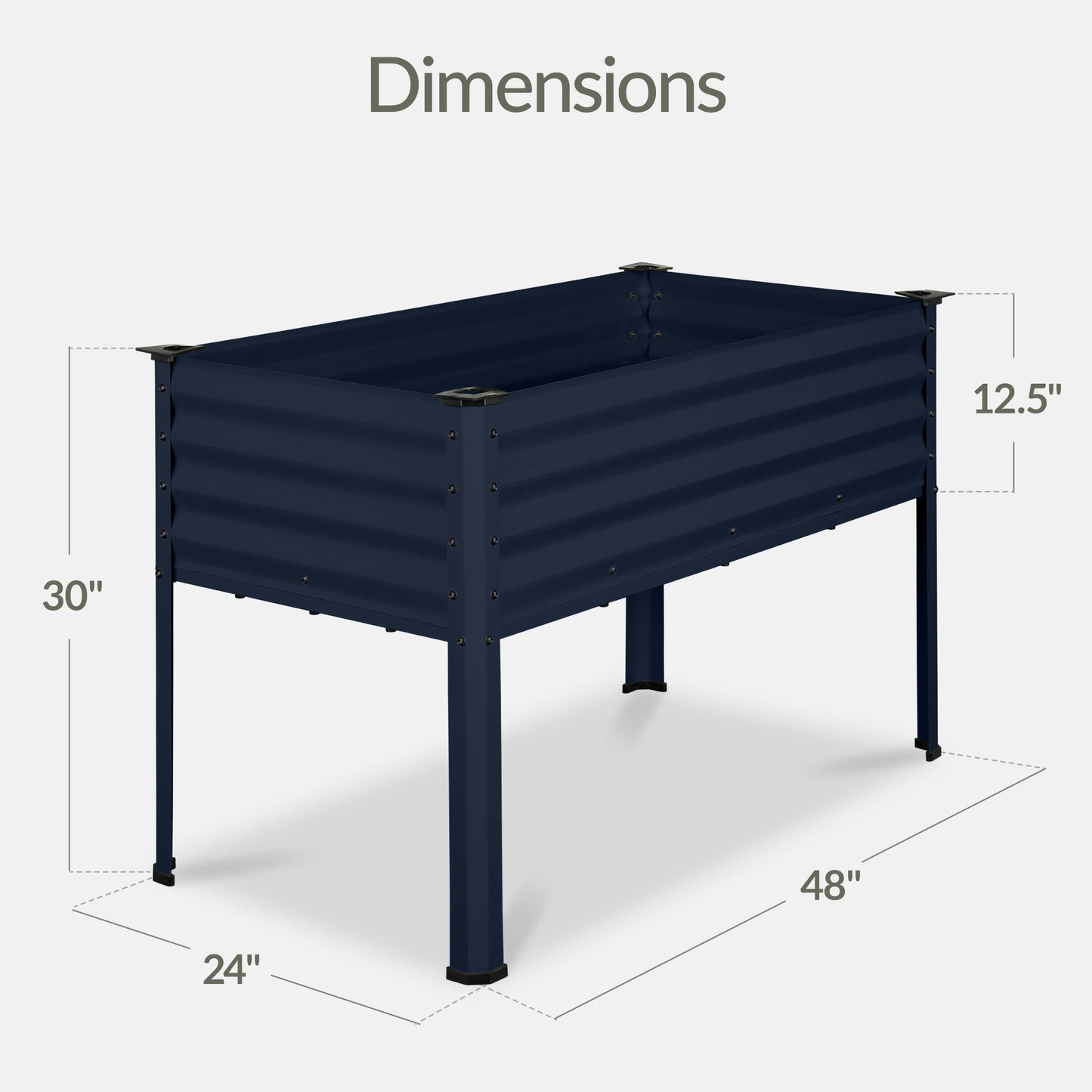 Elevated Galvanized Metal Garden Bed w/ Corner Protectors - 48x24x30in