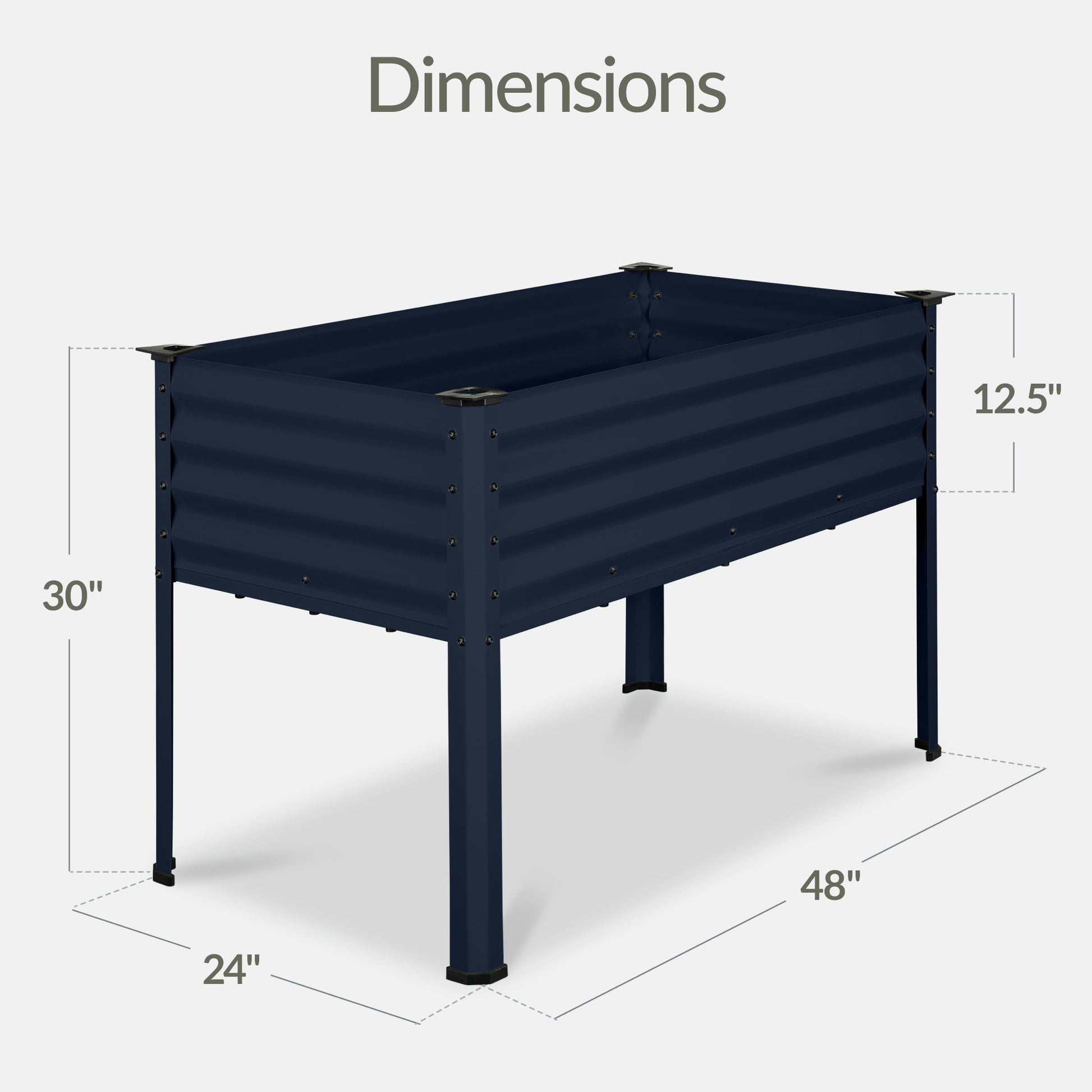 Elevated Galvanized Metal Garden Bed w/ Corner Protectors - 48x24x30in