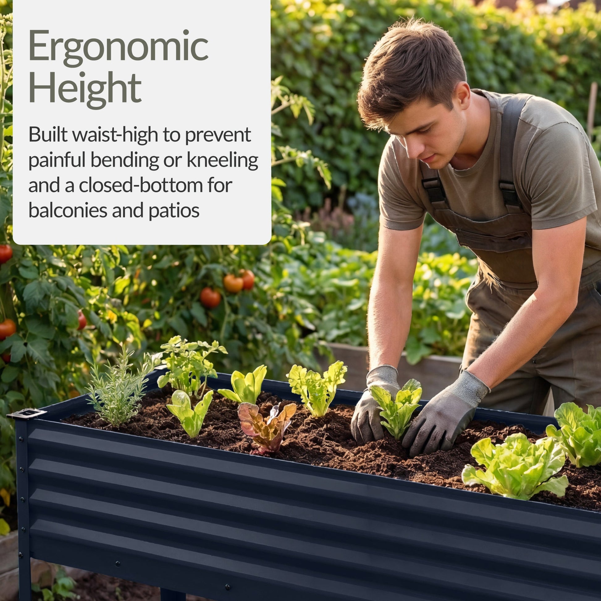 Elevated Galvanized Metal Garden Bed w/ Corner Protectors - 48x24x30in