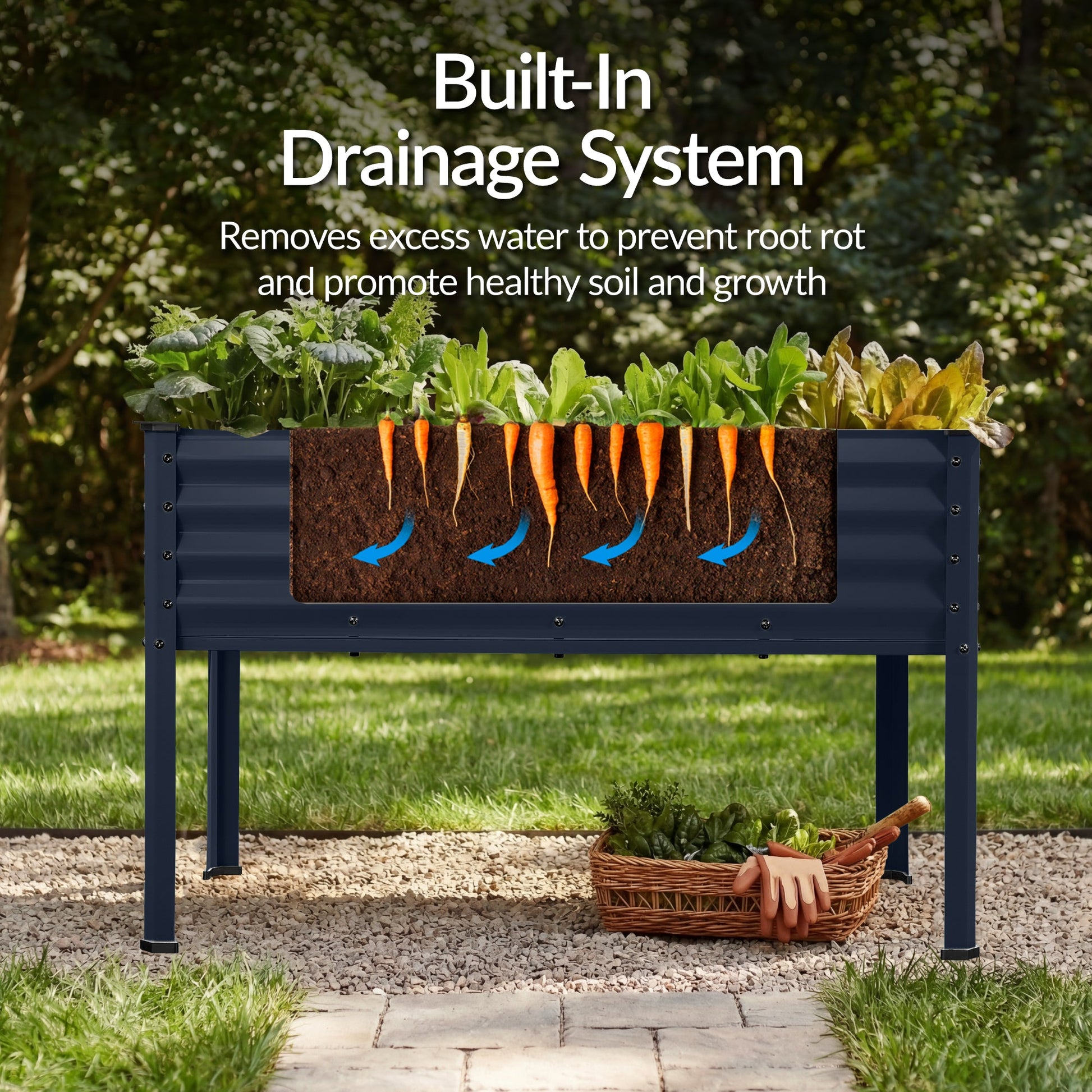 Elevated Galvanized Metal Garden Bed w/ Corner Protectors - 48x24x30in