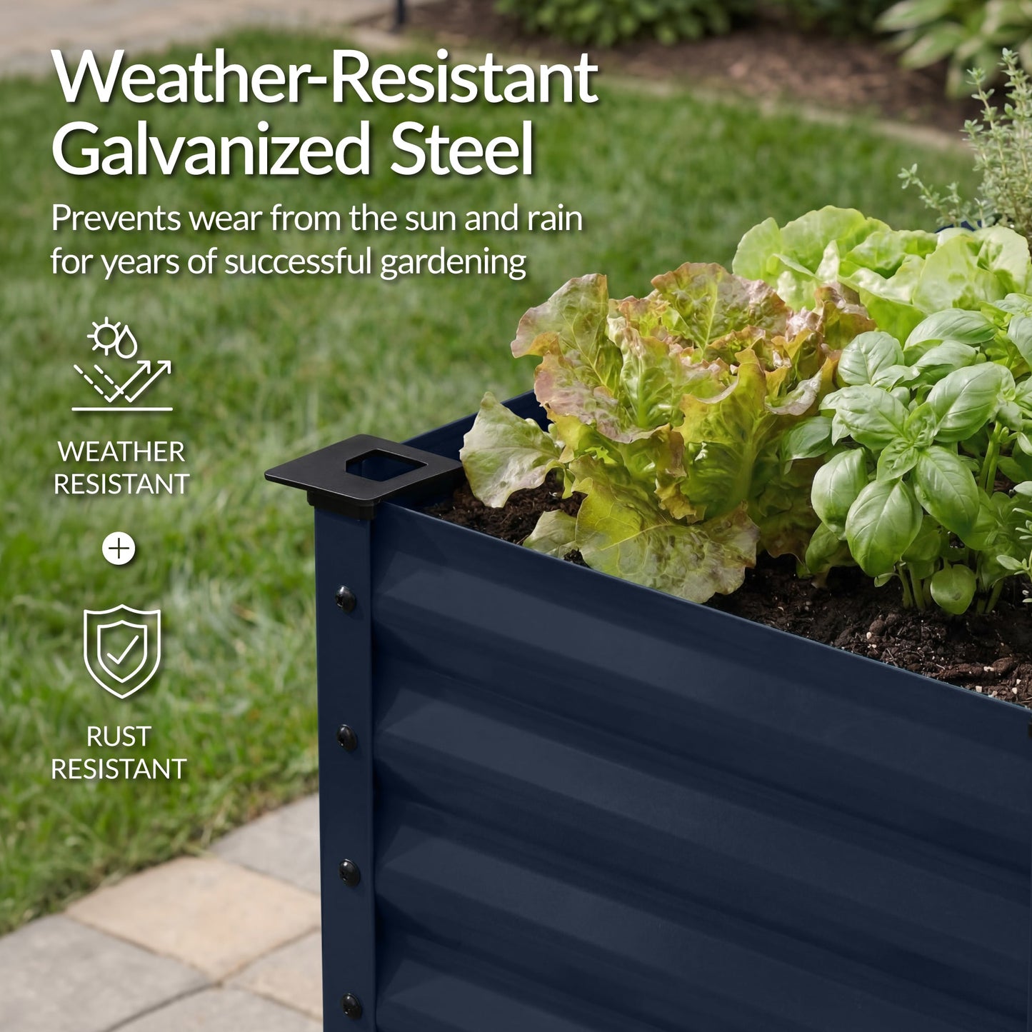 Elevated Galvanized Metal Garden Bed w/ Corner Protectors - 48x24x30in
