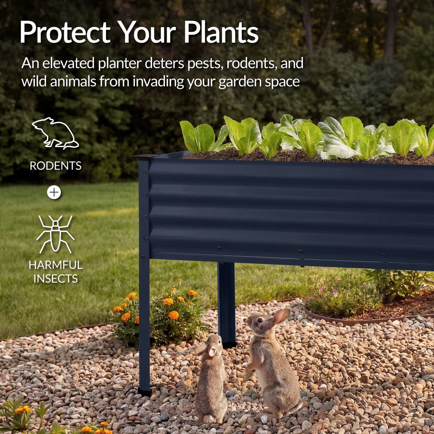 Elevated Galvanized Metal Garden Bed w/ Corner Protectors - 48x24x30in