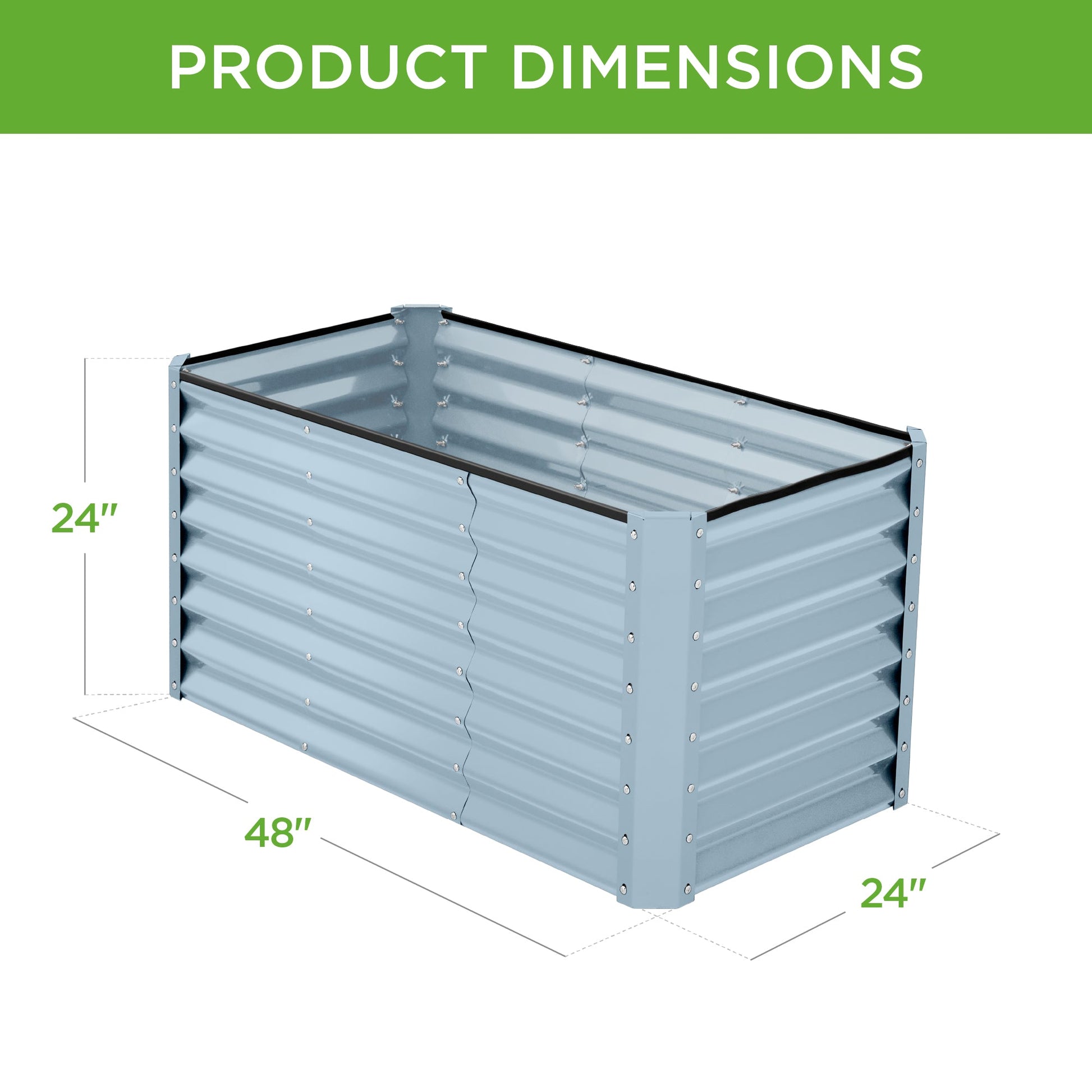 Outdoor Raised Metal Garden Bed for Vegetables, Flowers, Herbs - 4x2x2ft