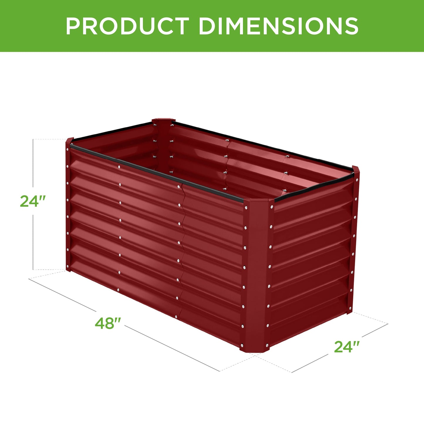 Outdoor Raised Metal Garden Bed for Vegetables, Flowers, Herbs - 4x2x2ft